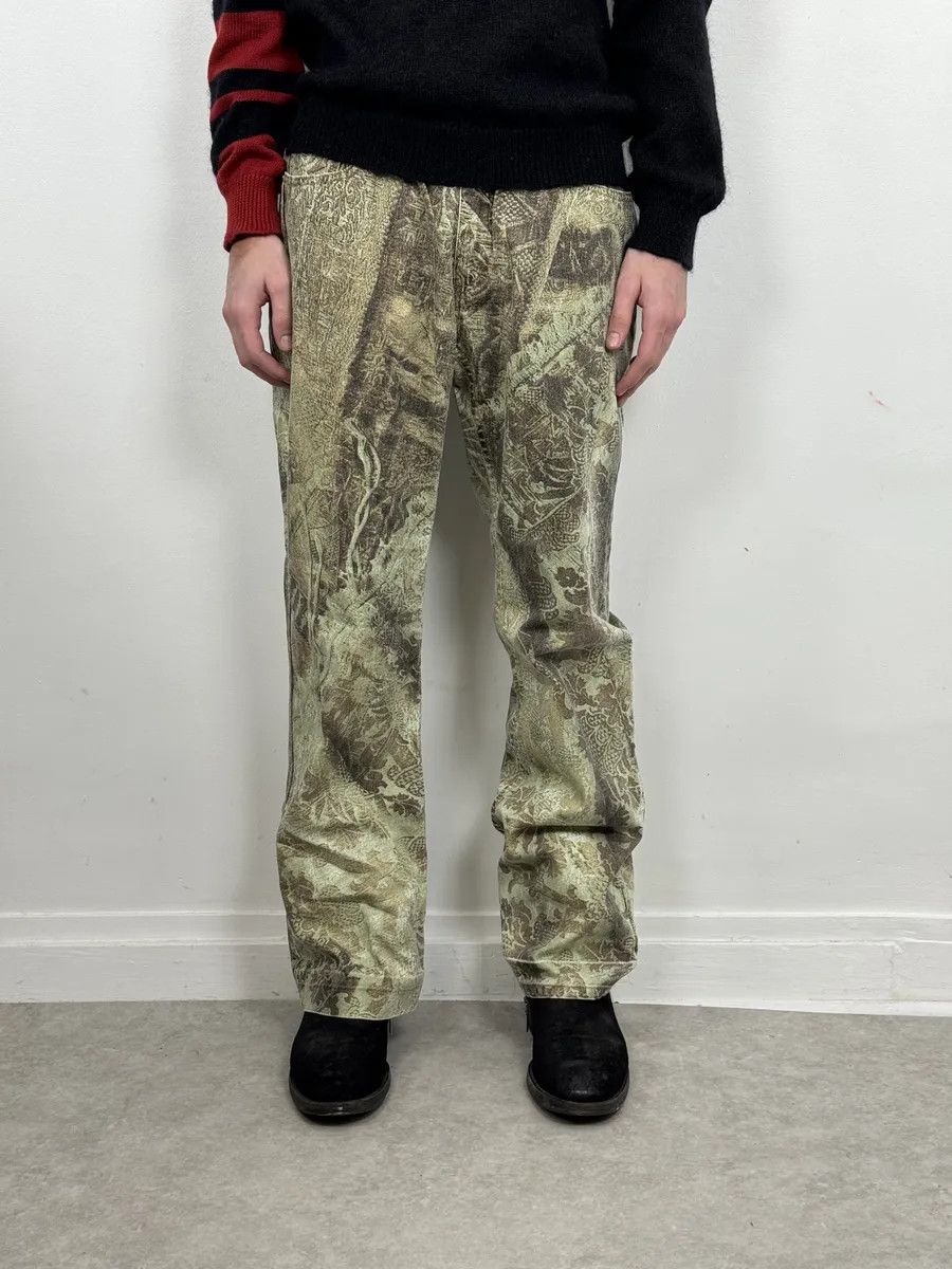 Roberto Cavalli AW2002 Roberto Cavalli Mozaic Green Abstract Forest Pants Size US 30 / EU 46 - 3 Thumbnail