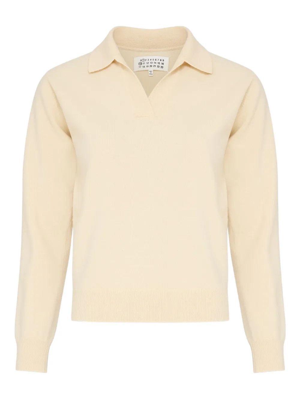 Maison Margiela o1w1db10526 Virgin Wool Polo Shirt in Beige Size L / US 10 / IT 46 - 1 Thumbnail