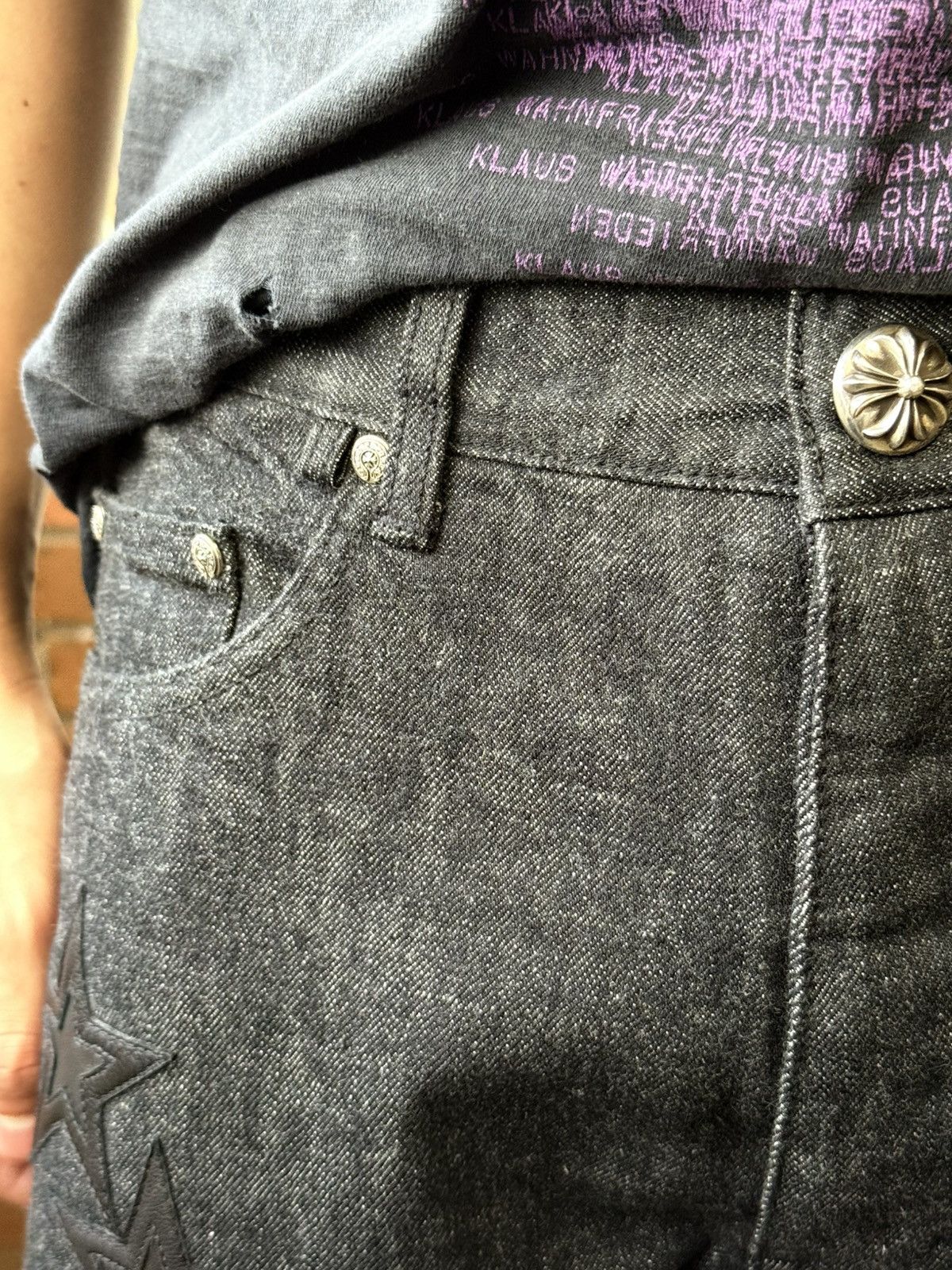 Chrome Hearts Chrome Hearts Multi Star Patch Selvedge Jeans Size US 31 - 8 Thumbnail