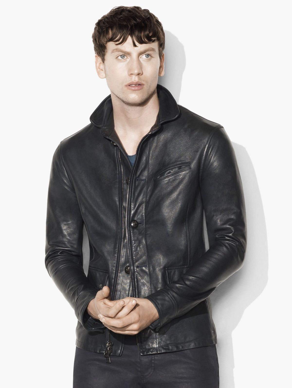 John Varvatos Biker Moto Leather Jacket EU 52 USA 42 Size US L / EU 52-54 / 3 - 1 Thumbnail