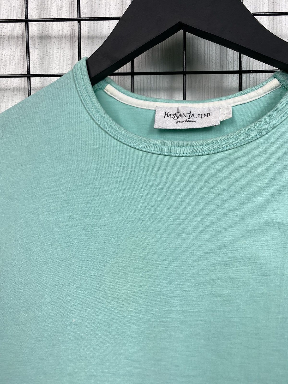 Yves Saint Laurent Vintage 90s Yves Saint Laurent YSL T Shirt rare turquoise Size US L / EU 52-54 / 3 - 7 Thumbnail