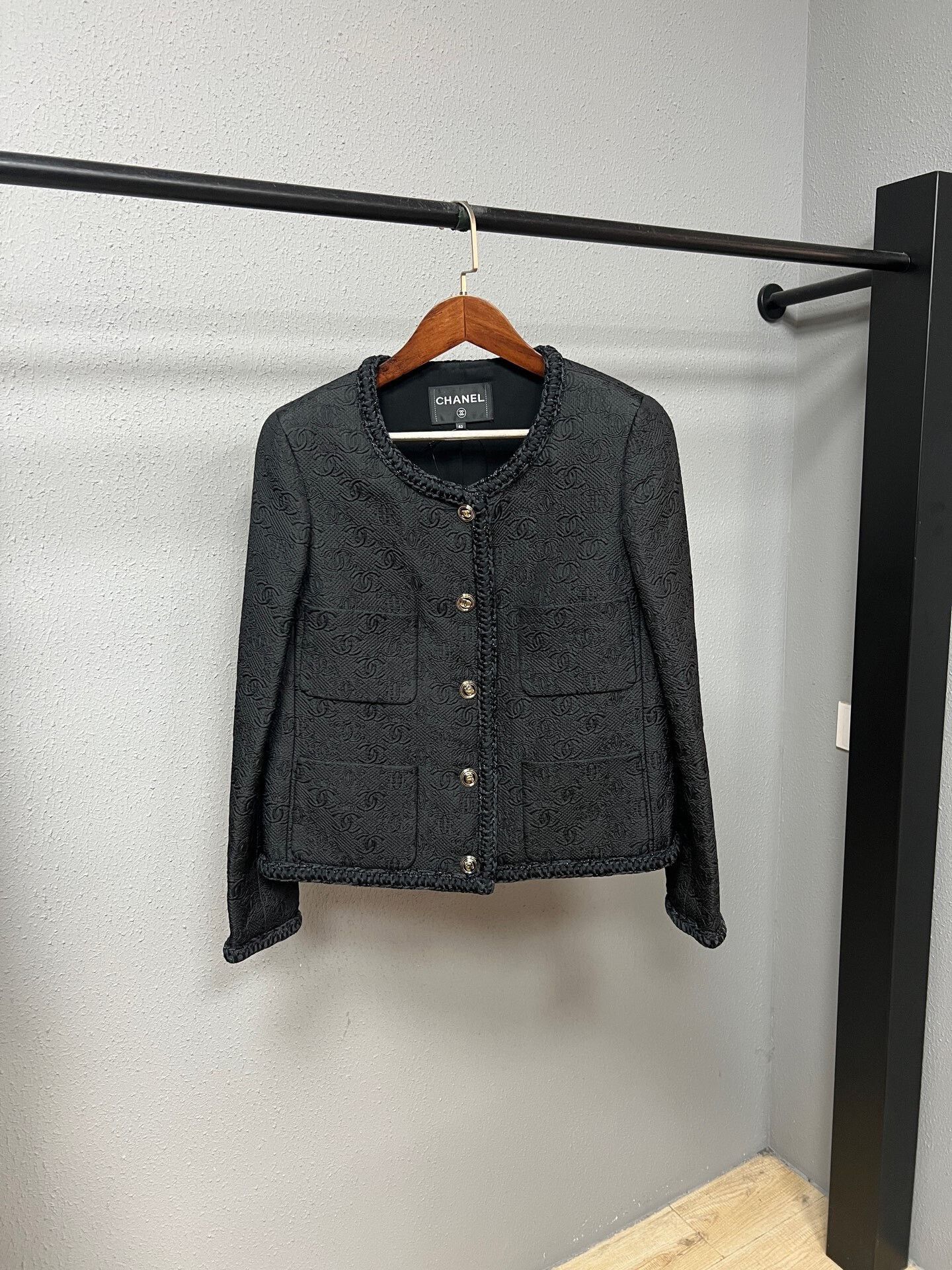 Chanel Chanel Black Double C Embossed Jacket Size L / US 10 / IT 46 - 1 Thumbnail
