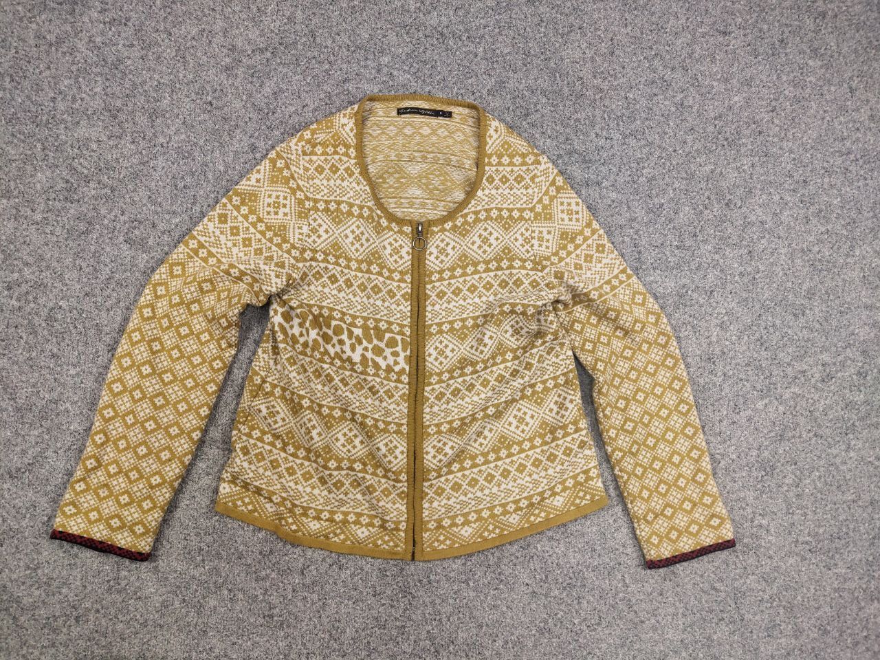 Gudrun Sjoden Gudrun Grenz zip Wool Blend Yellow pattern Seater cardigan Size S / US 4 / IT 40 - 8 Thumbnail