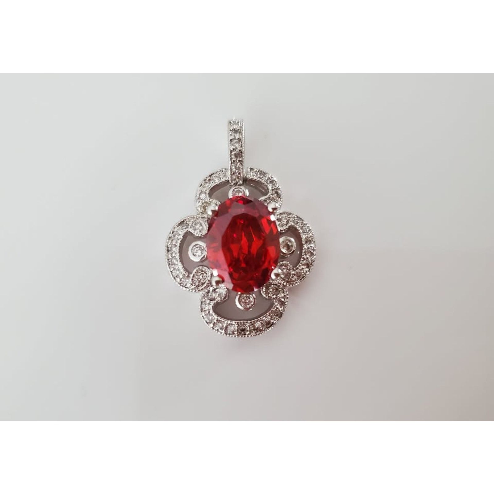 Other Sterling Silver Red and Clear CZ Pendant Size ONE SIZE - 1 Thumbnail