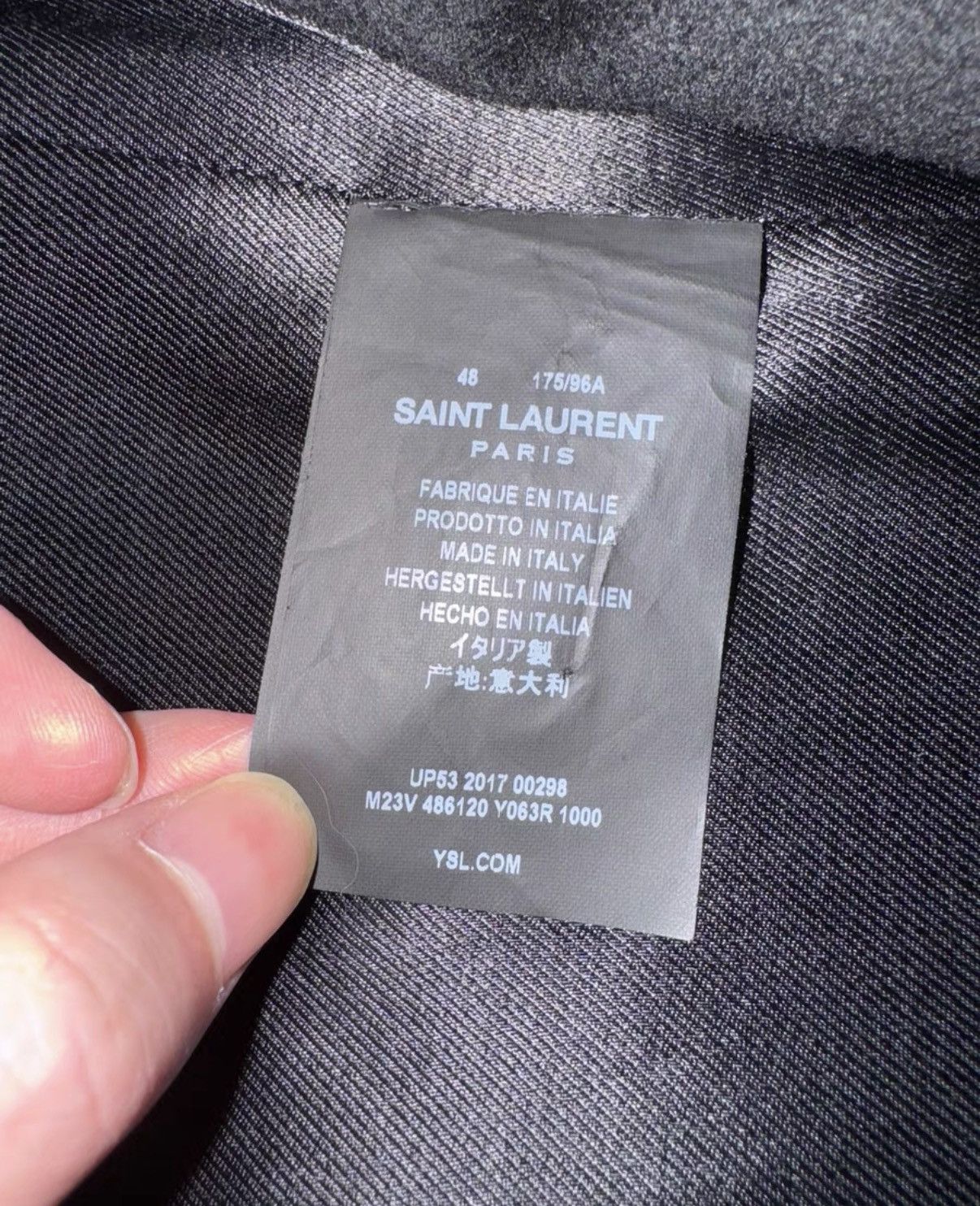 Saint Laurent Paris SLP) 17FW Double-Breasted Anchor Peak Lapel Navy Peacoat Size US M / EU 48-50 / 2 - 8 Thumbnail