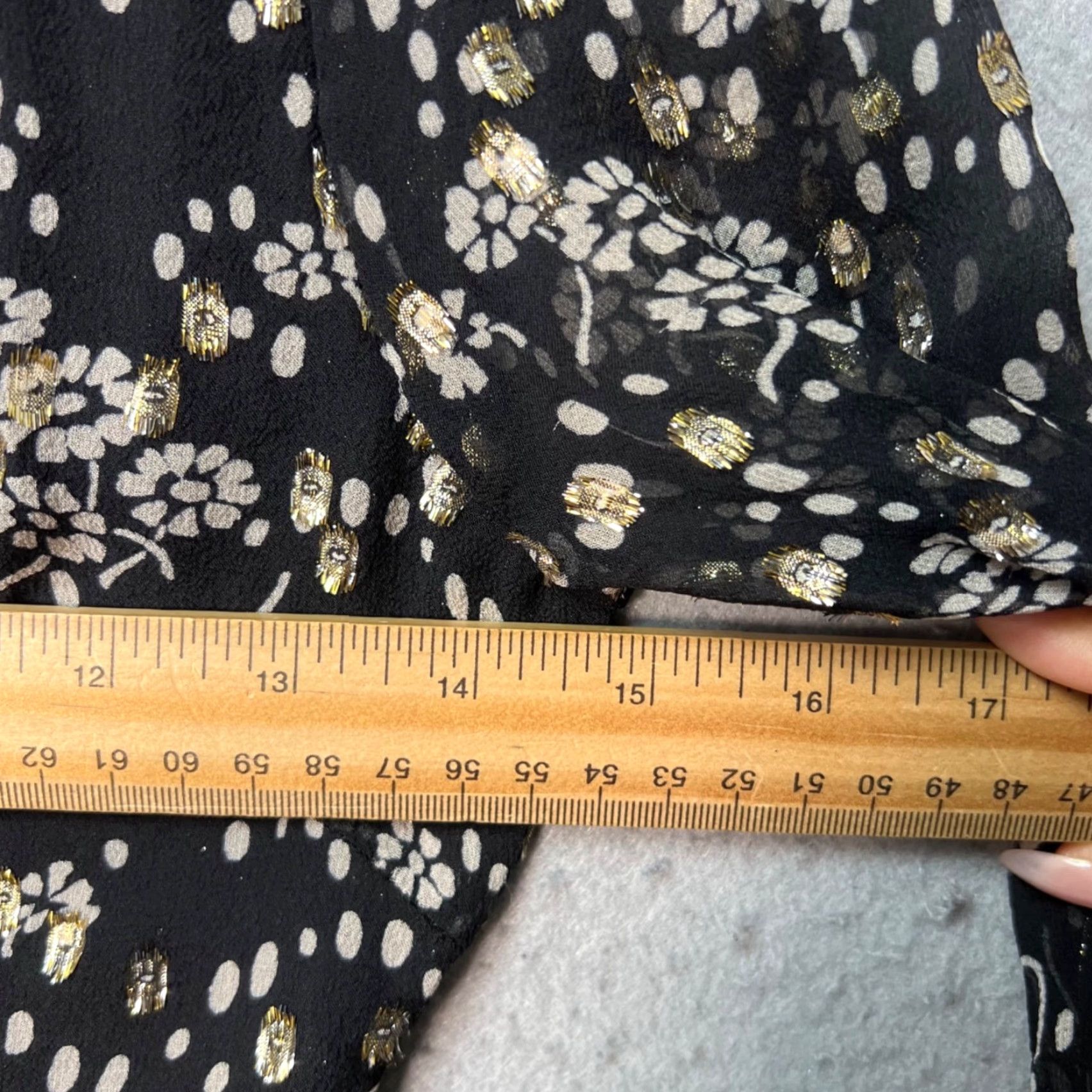 Vintage Jill Stuart Womens XS Black Floral Gold Metallic Long Sleeve Mini Dress Size XS / US 0-2 / IT 36-38 - 5 Thumbnail