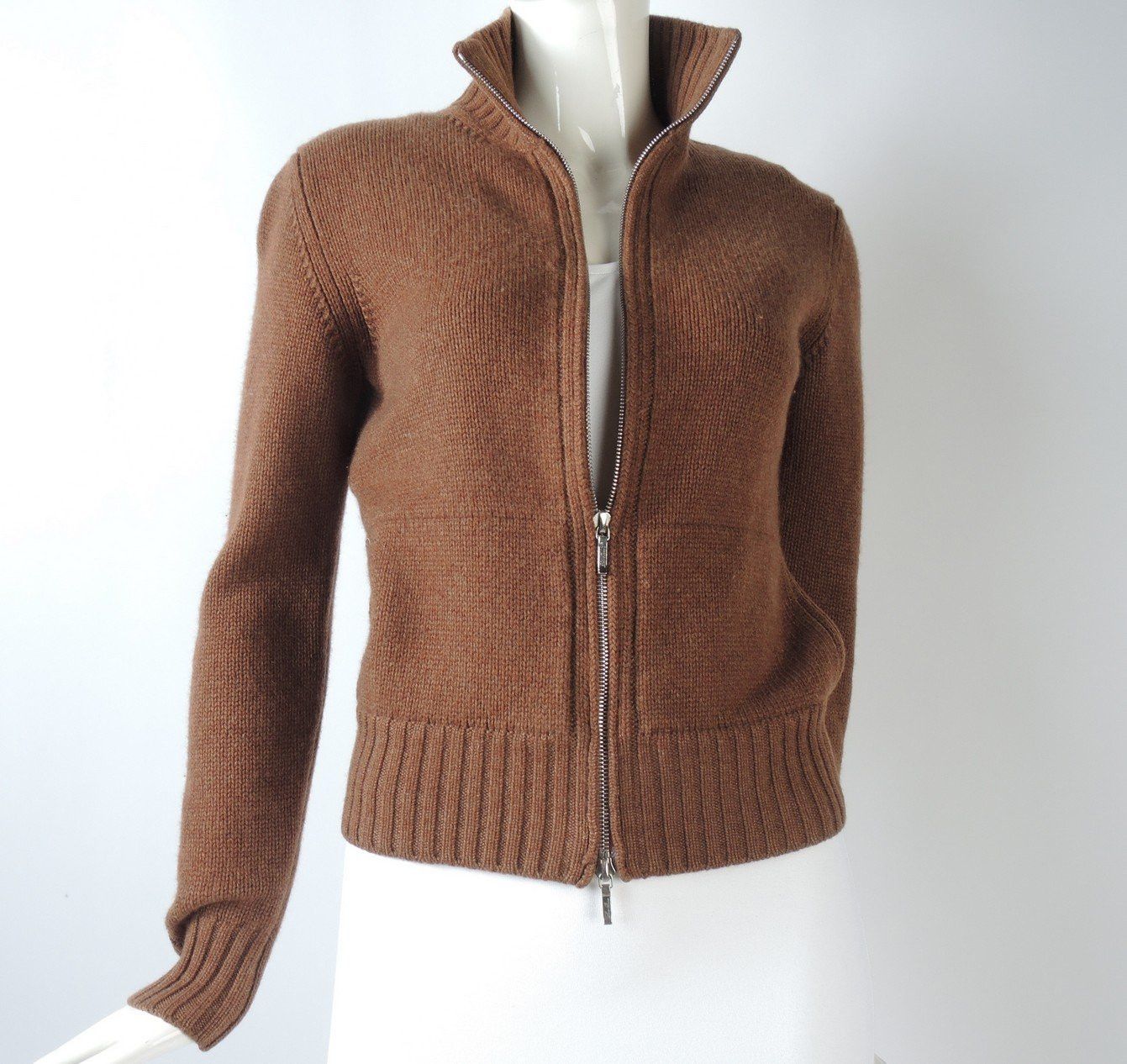 Loro Piana o1smst1ft0424 Cashmere Zip Cardigan in Brown Size S / US 4 / IT 40 - 3 Thumbnail