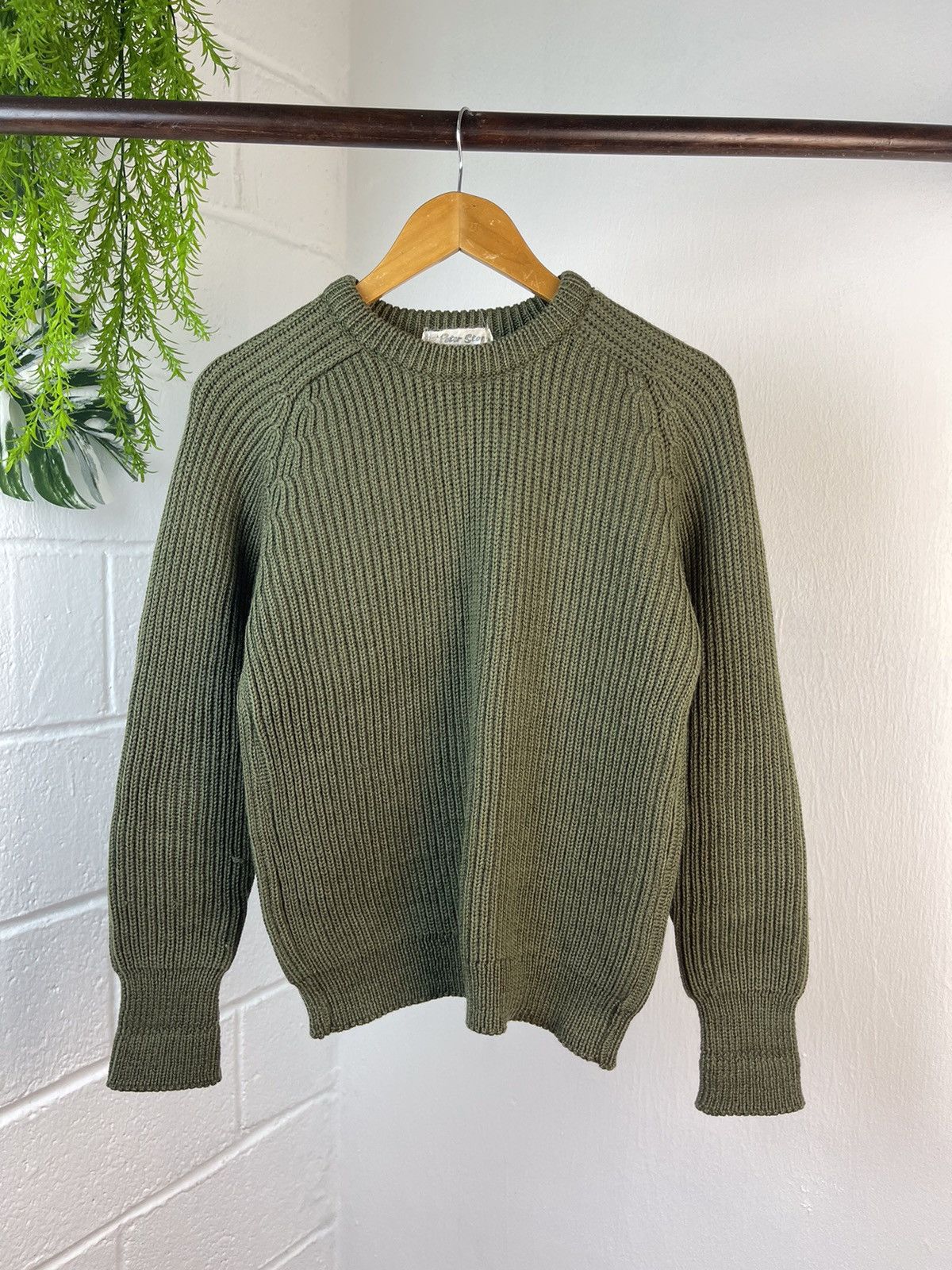 image of Aran Isles Knitwear x Cashmere Wool 70's Peter Storm Wool Knit in Olive Green, Men's (Size Medium)