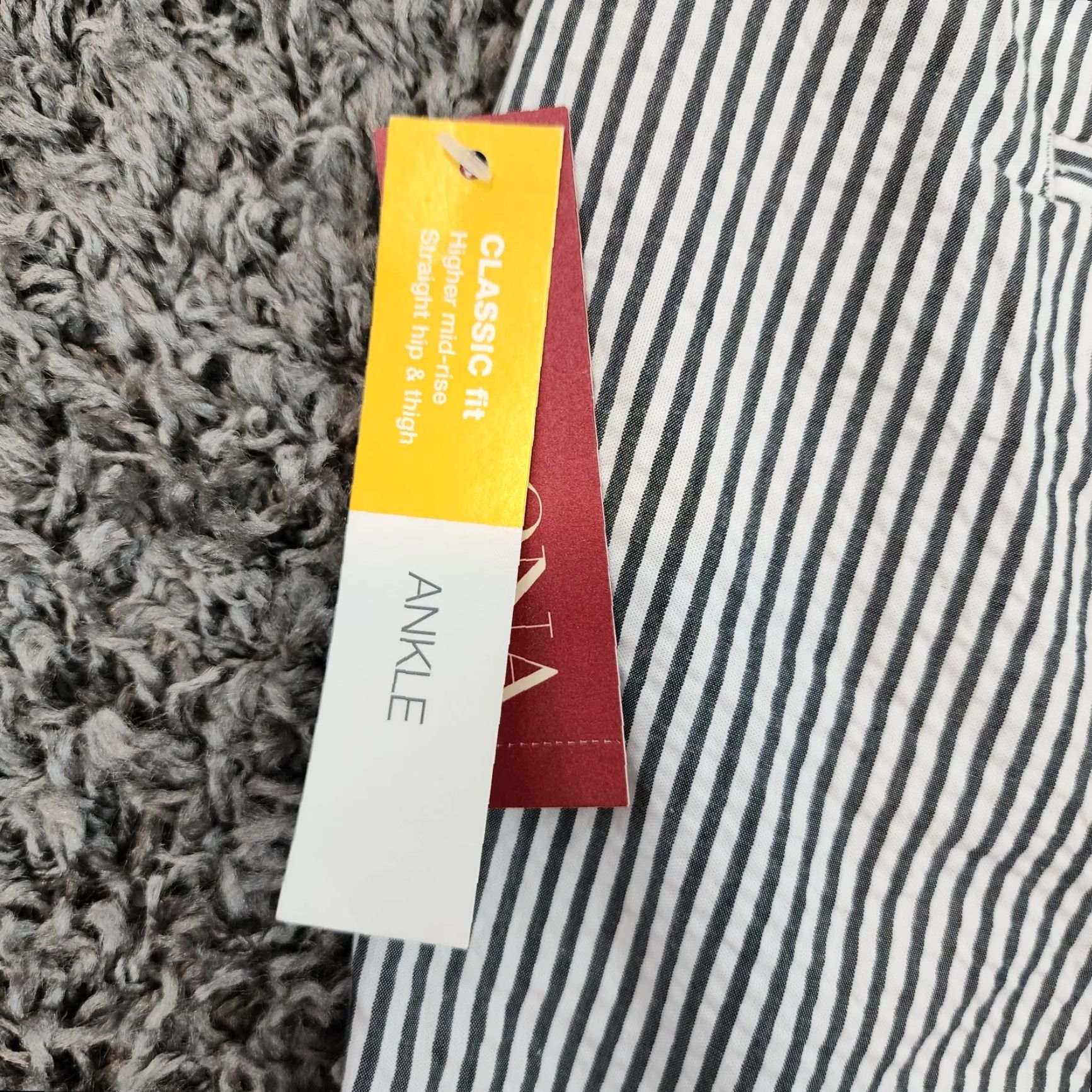 Merona Merona Pants Striped Chino Women 18 Plus Gray White Mid Rise Straight Hip Thigh Ankle 27in Women Size 40" / US 18 - 8 Thumbnail