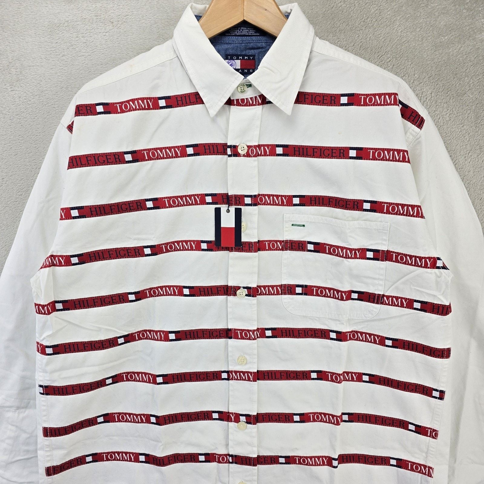 Tommy Hilfiger Vtg Tommy Hilfiger Stripe Button Up Shirt Medium Y2K *FLAWS* Size US M / EU 48-50 / 2 - 4 Thumbnail