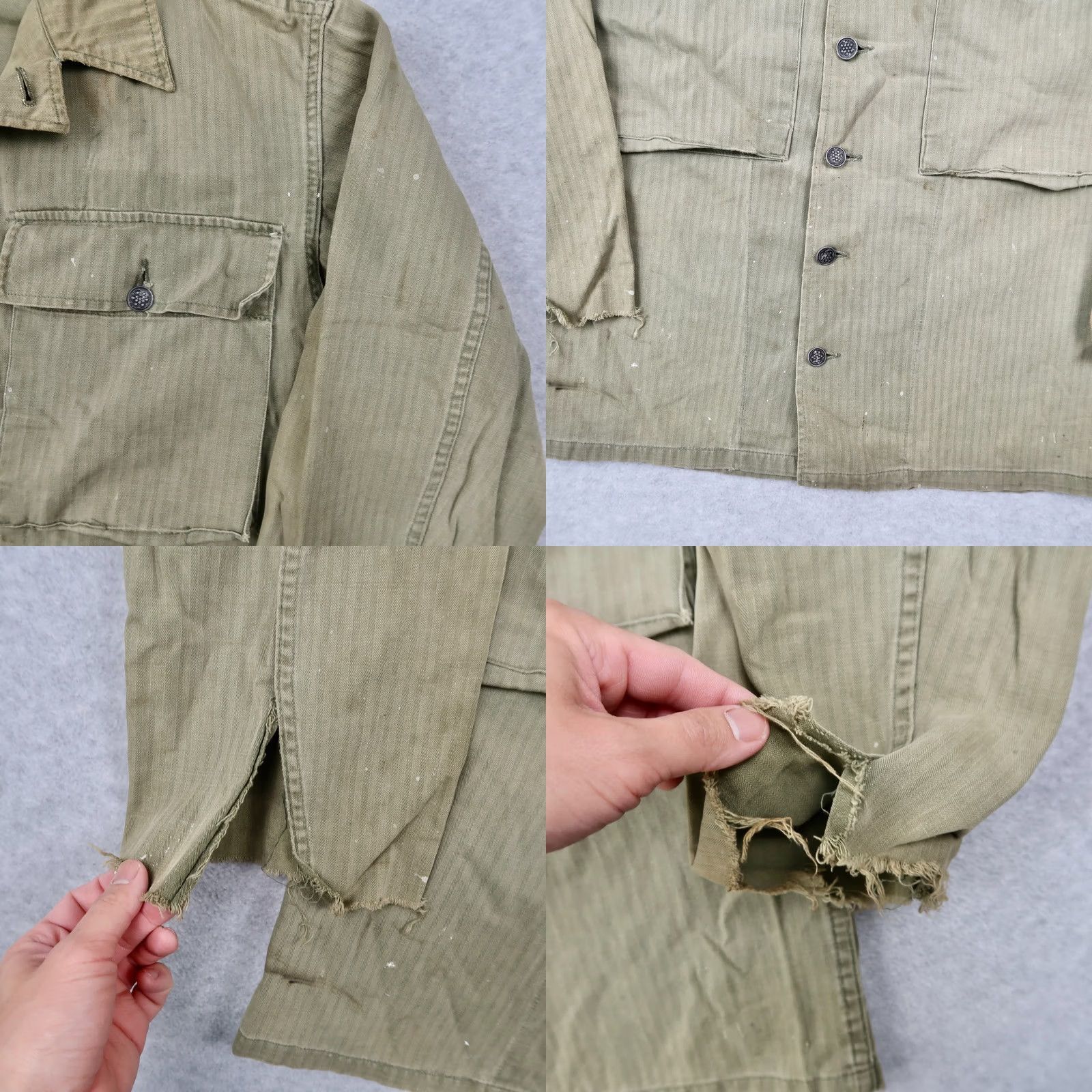 Vintage Vintage 40s WW2 HBT Utility Jacket P43 Sz M / L - Military Green Denim 13 Star Buttons - Fair Condition Size US L / EU 52-54 / 3 - 8 Thumbnail