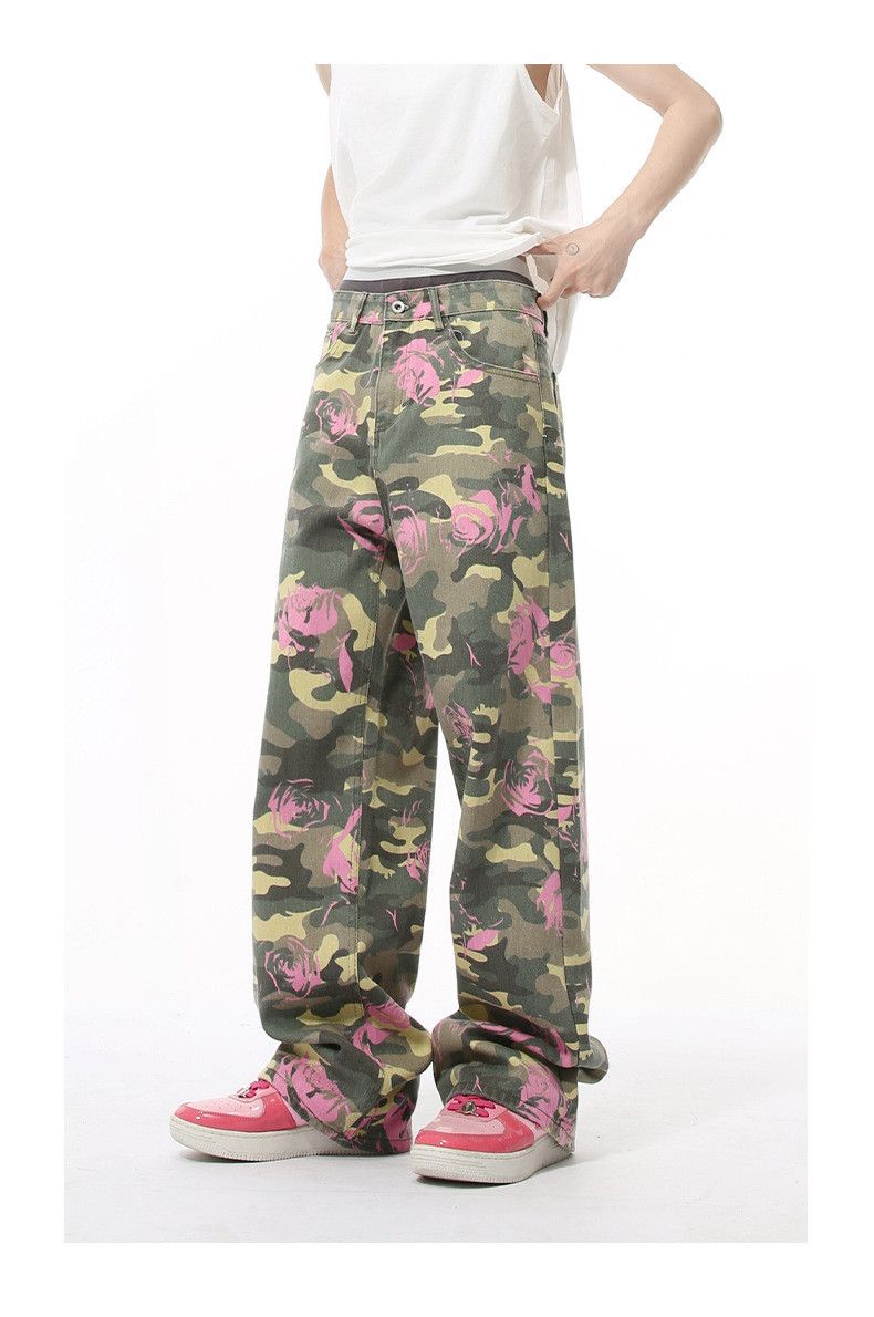 Japanese Brand × Jean Fashion pink rose camouflage heavy loose straight jeans Size US 32 / EU 48 - 3 Thumbnail
