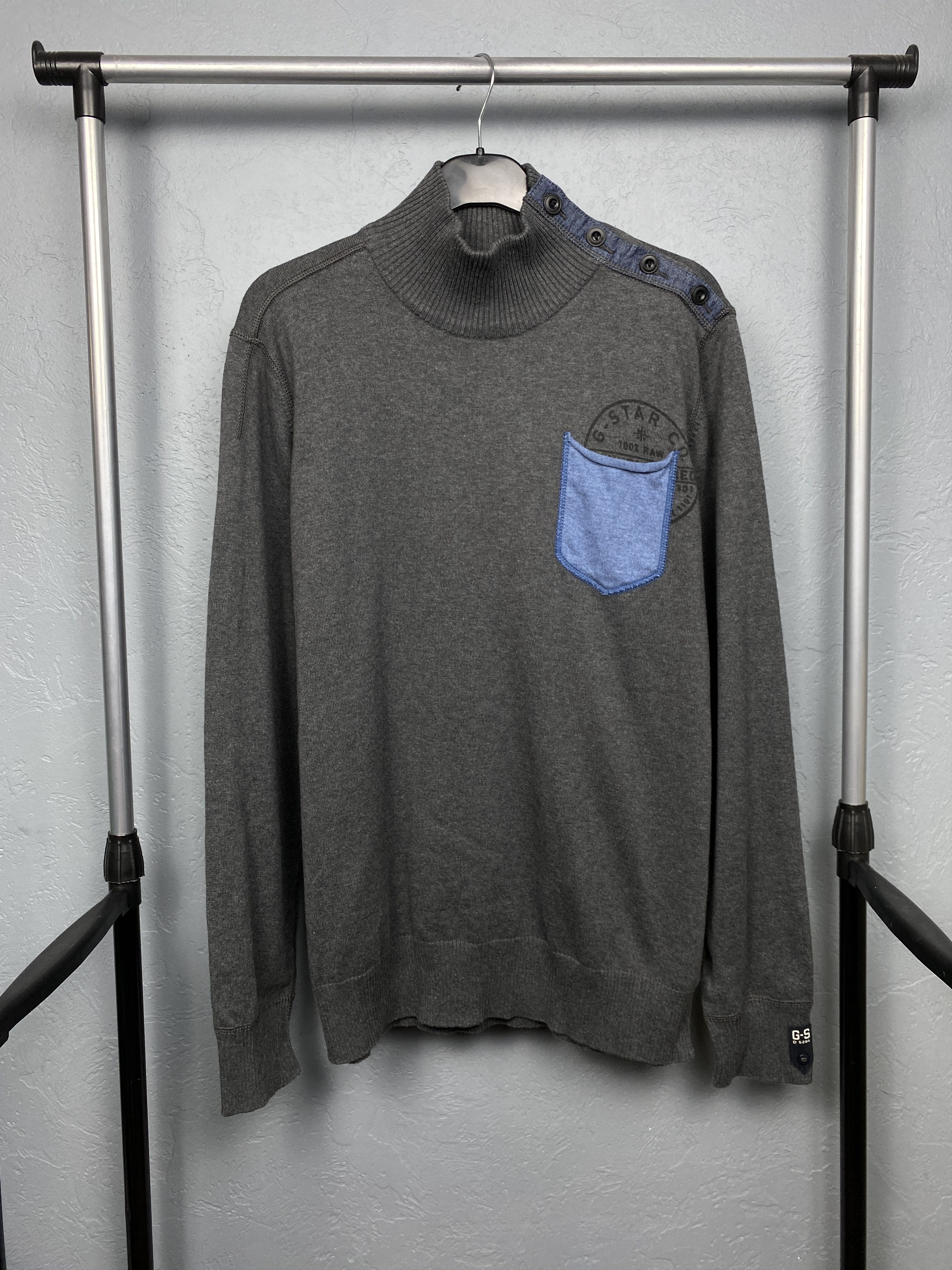G-Star × Vintage G Star Raw Porter Coll Knit Mens High Neck Sweater Size US L / EU 52-54 / 3 - 1 Thumbnail