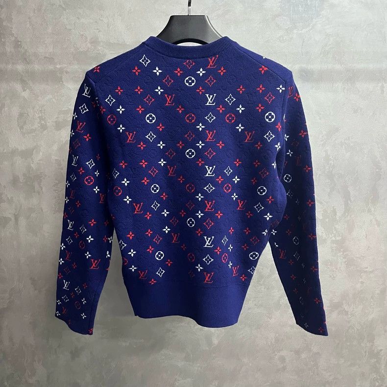 Louis Vuitton Louis Vuitton Blue Logo Jacquard Crew Neck Long Sleeve Swe Size US M / EU 48-50 / 2 - 5 Thumbnail