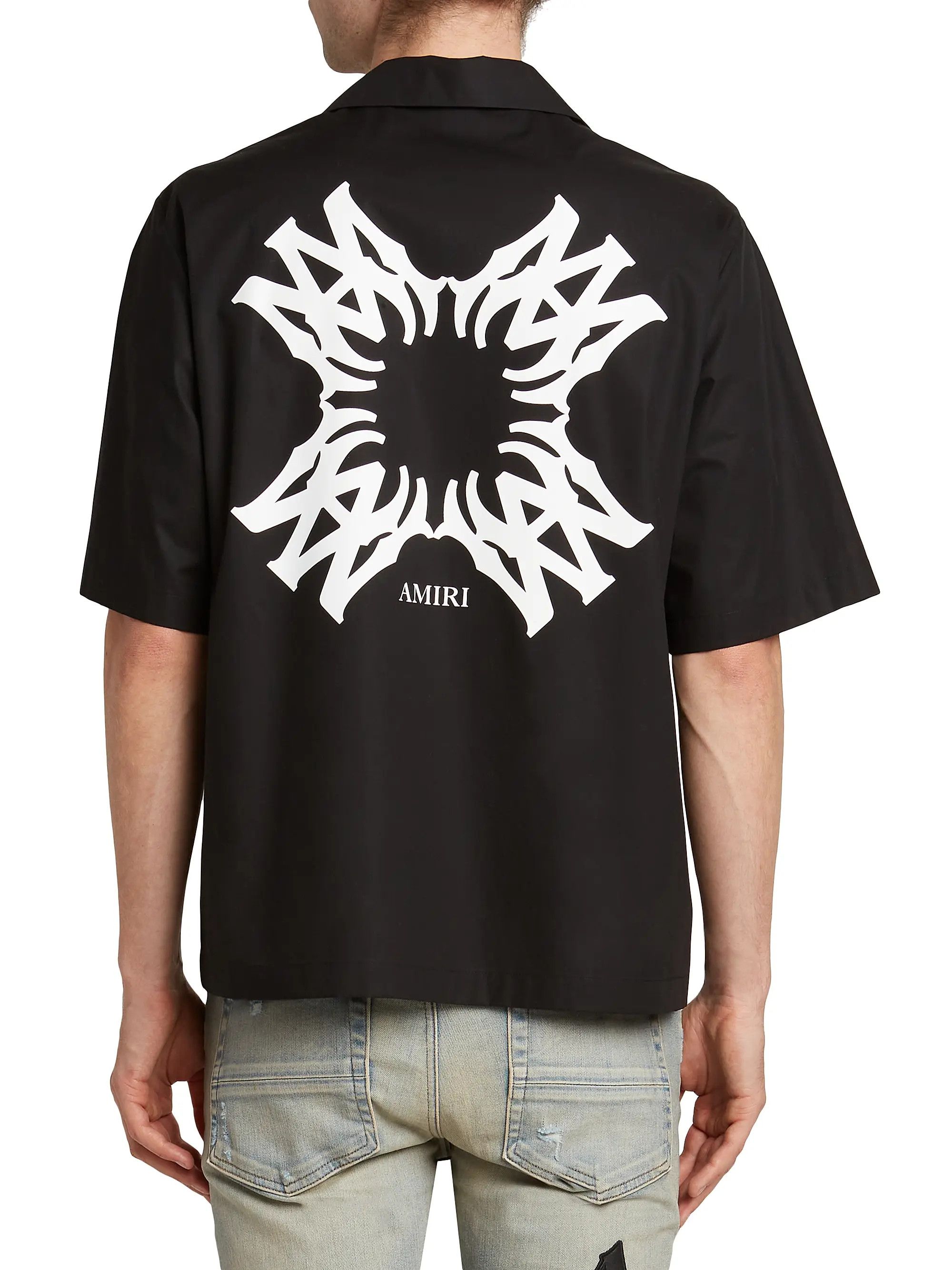 Amiri os11x1225 Graphic Logo Bowling Shirt in Black Size US M / EU 48-50 / 2 - 5 Thumbnail