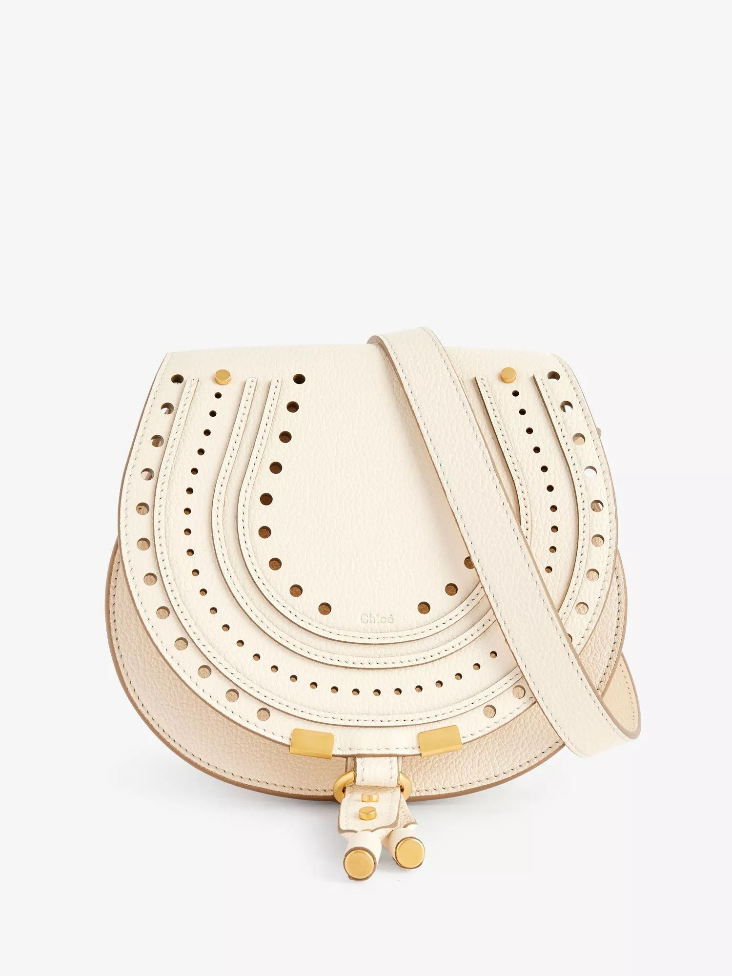 Chloe Oc11Z0525 Size: Os / Marcie Small Saddle Bag In Ivory in Beige, Women's