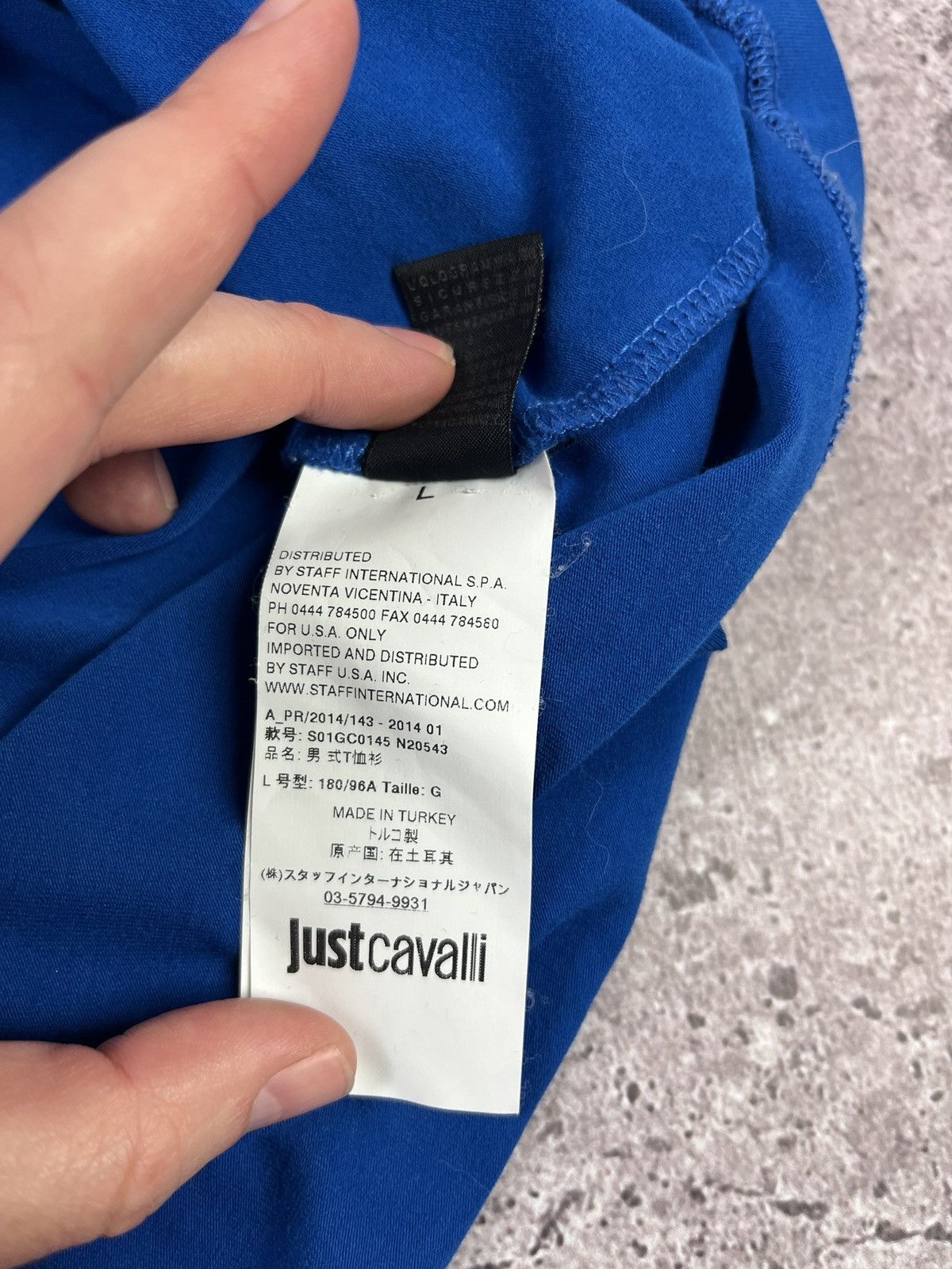 Just Cavalli Blue Snake Crest T-Shirt Graphic Stretch Cotton Designer Y2K Size US L / EU 52-54 / 3 - 8 Thumbnail