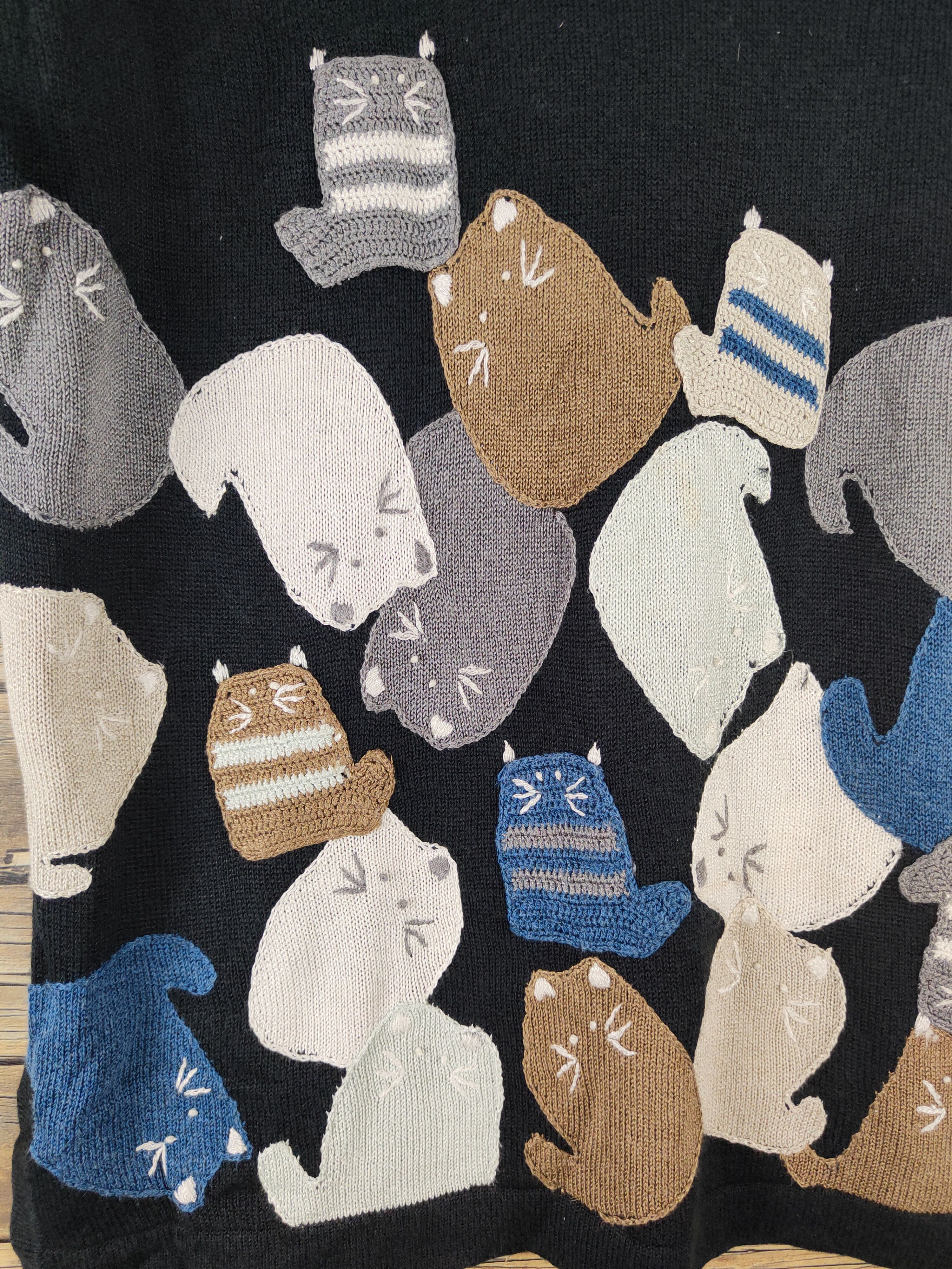 Japanese Brand Hana no Hana Black Cats Short Sleeve T-shirts #W1767 Size US M / EU 48-50 / 2 - 2 Thumbnail