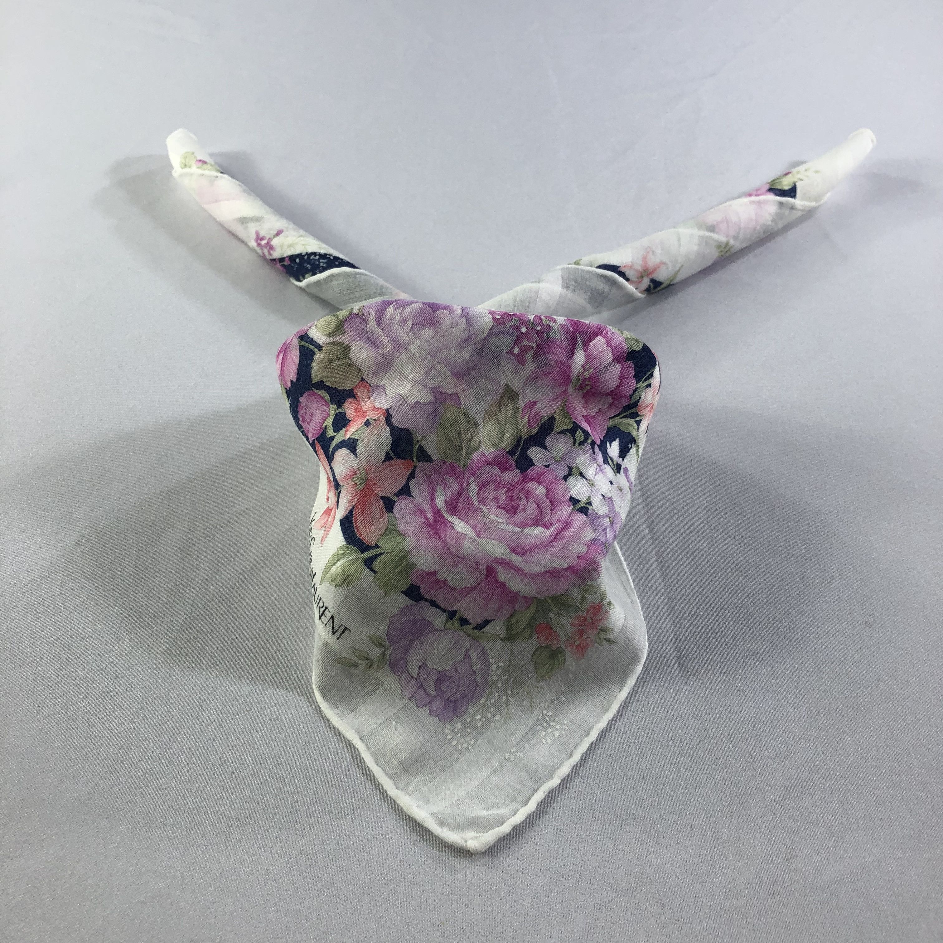 YSL Floral Handkerchief Neckerchief Bandana H1598