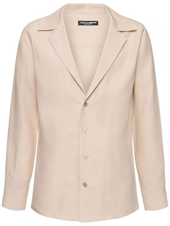 Dolce & Gabbana o1lsvrm0425 Long Sleeve Linen Shirt in Beige Size US M / EU 48-50 / 2 - 1 Thumbnail