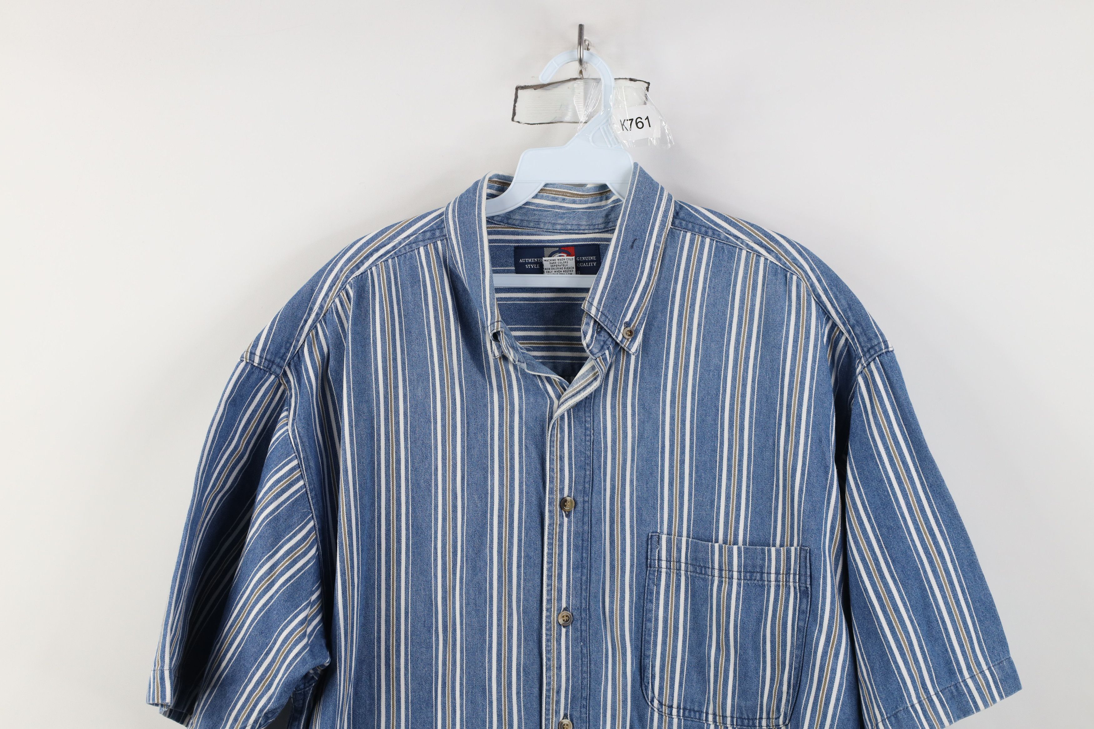 Vintage Vintage 90s Streetwear Denim Collared Button Down Shirt Size US XL / EU 56 / 4 - 2 Thumbnail