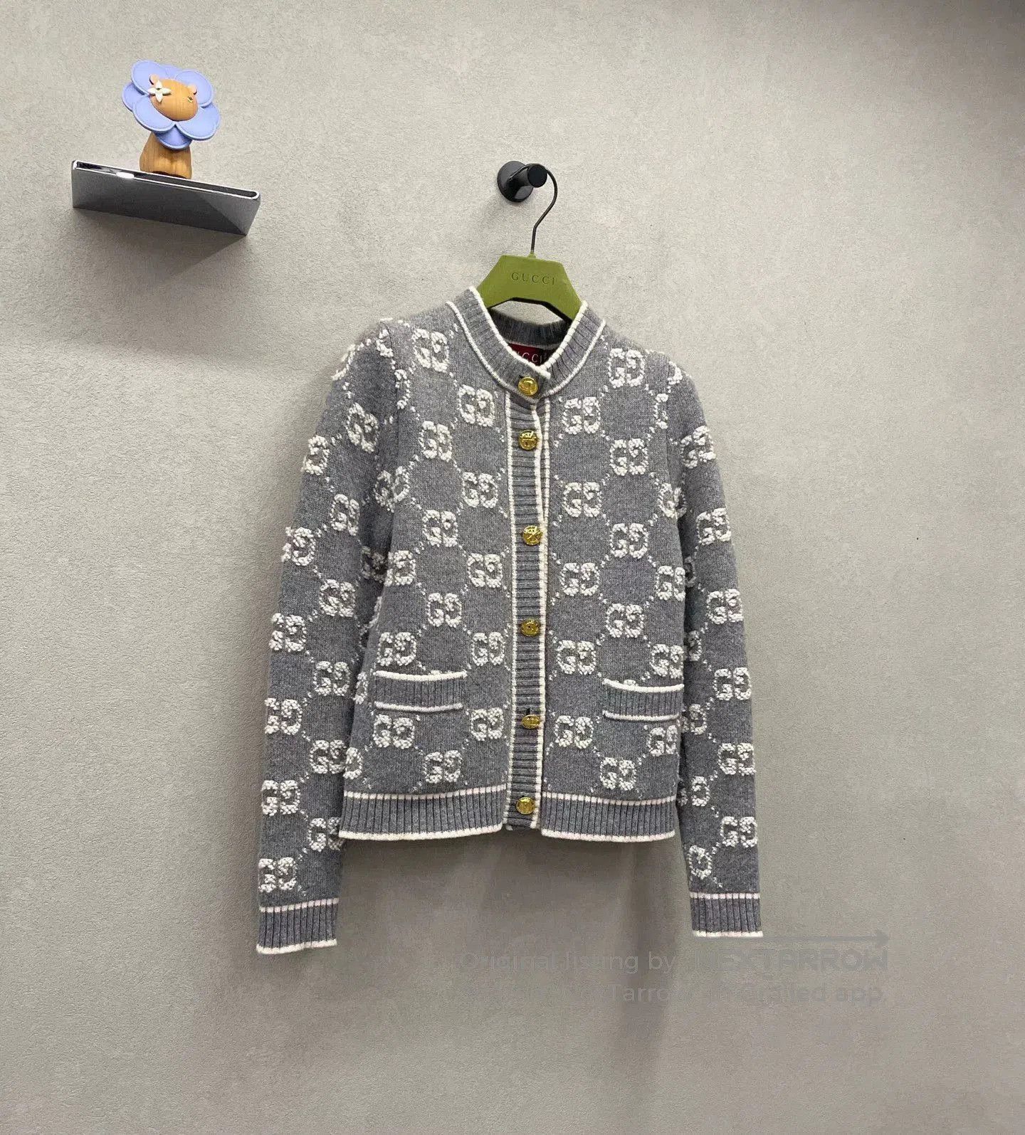 Gucci GUCCI Gray GG Knit Cardigan XS. Size US XS / EU 42 / 0 - 3 Thumbnail