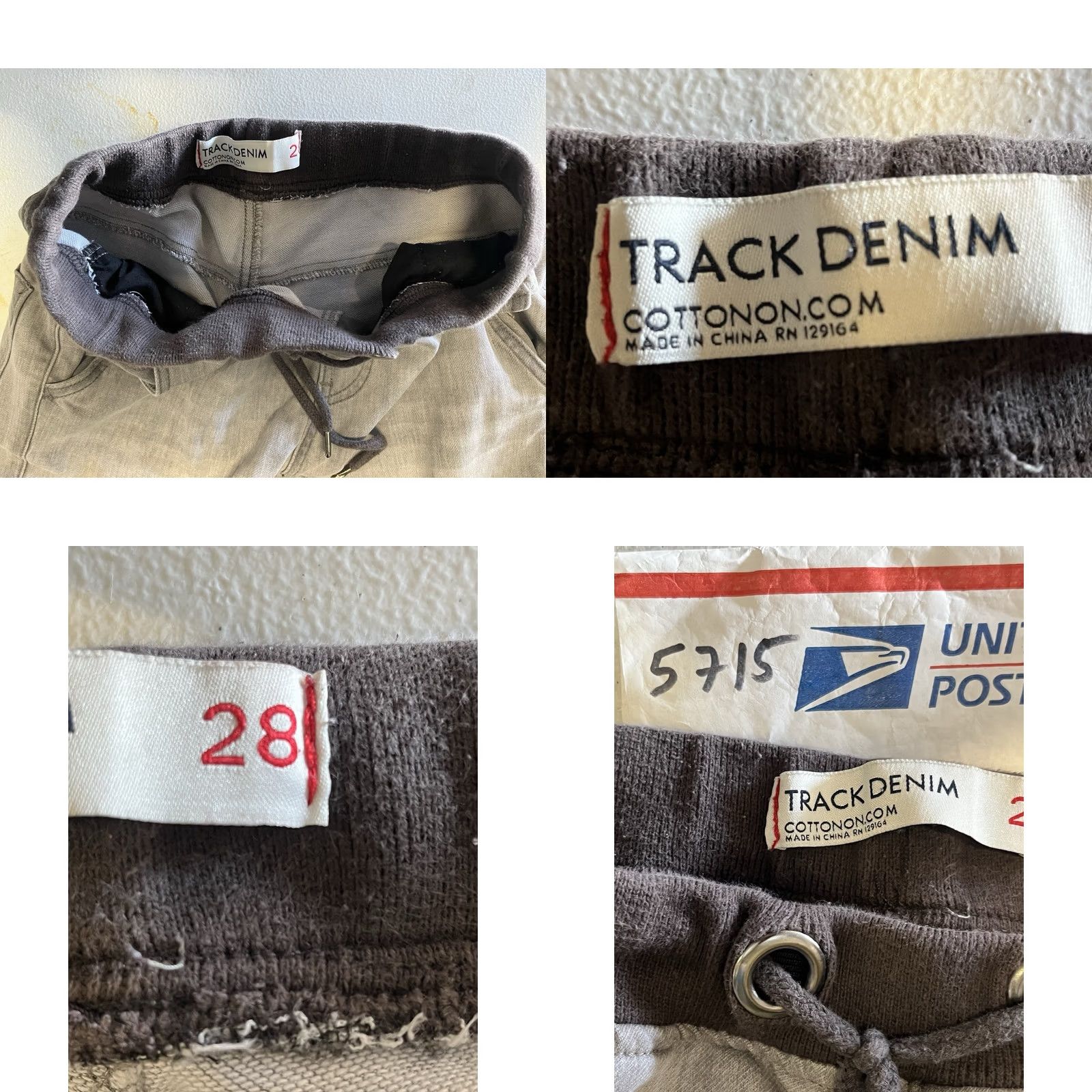 Denime Track Denim Jogger Pants Mens Cotton Denim Gray 28 Elastic Cuffs Adjustable Waist Skinny Inseam 30 Size US 28 / EU 44 - 8 Thumbnail