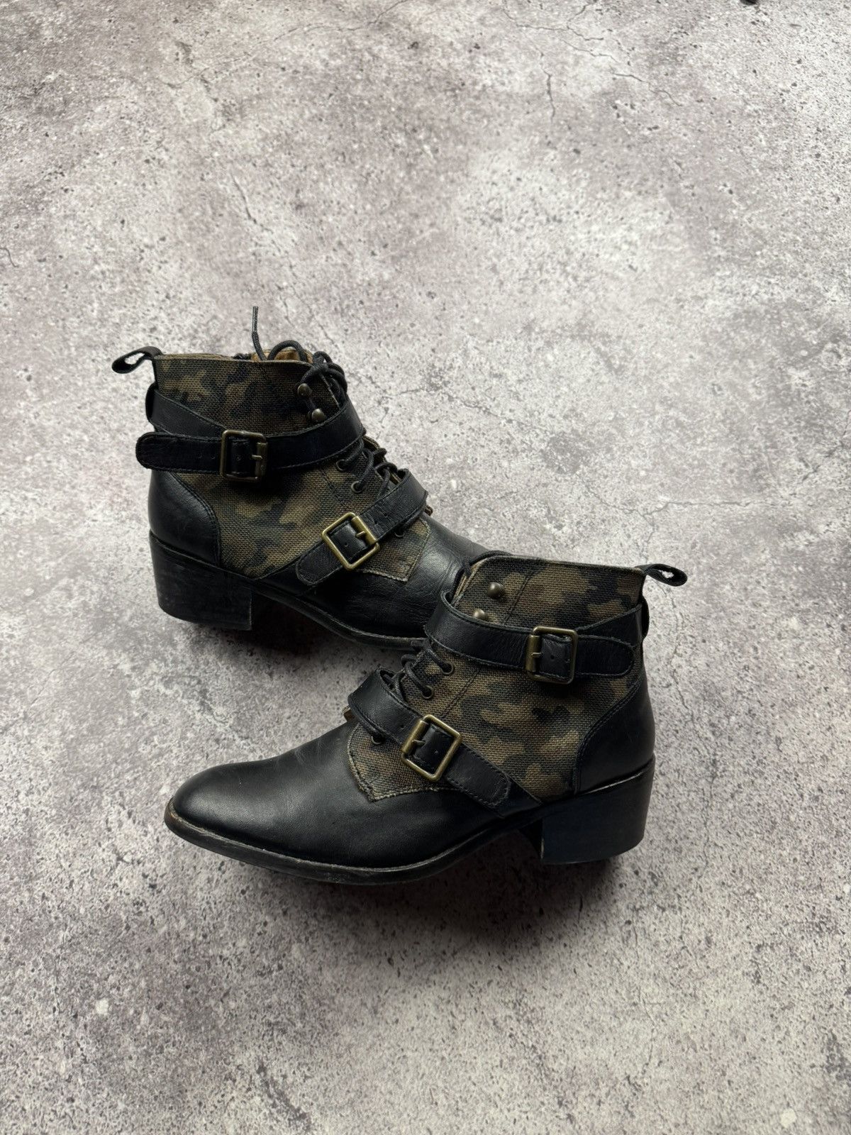 Vintage Vintage Leather Cowboy Japanesse Camo Y2K Boots Heels Rare Size US 9 / IT 39 - 1 Thumbnail