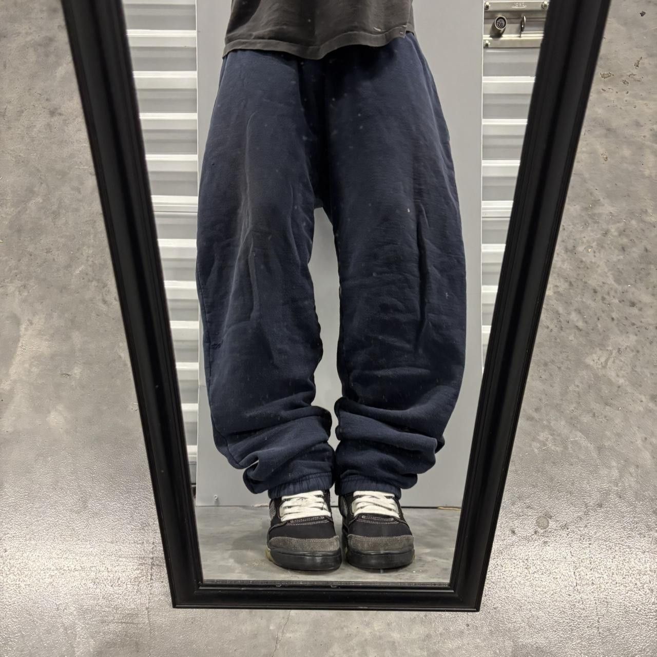 Japanese Brand × Vintage Crazy Vintage Y2K/2000s Faded Navy Blue Essential Sweatpants! Size US 30 / EU 46 - 1 Thumbnail