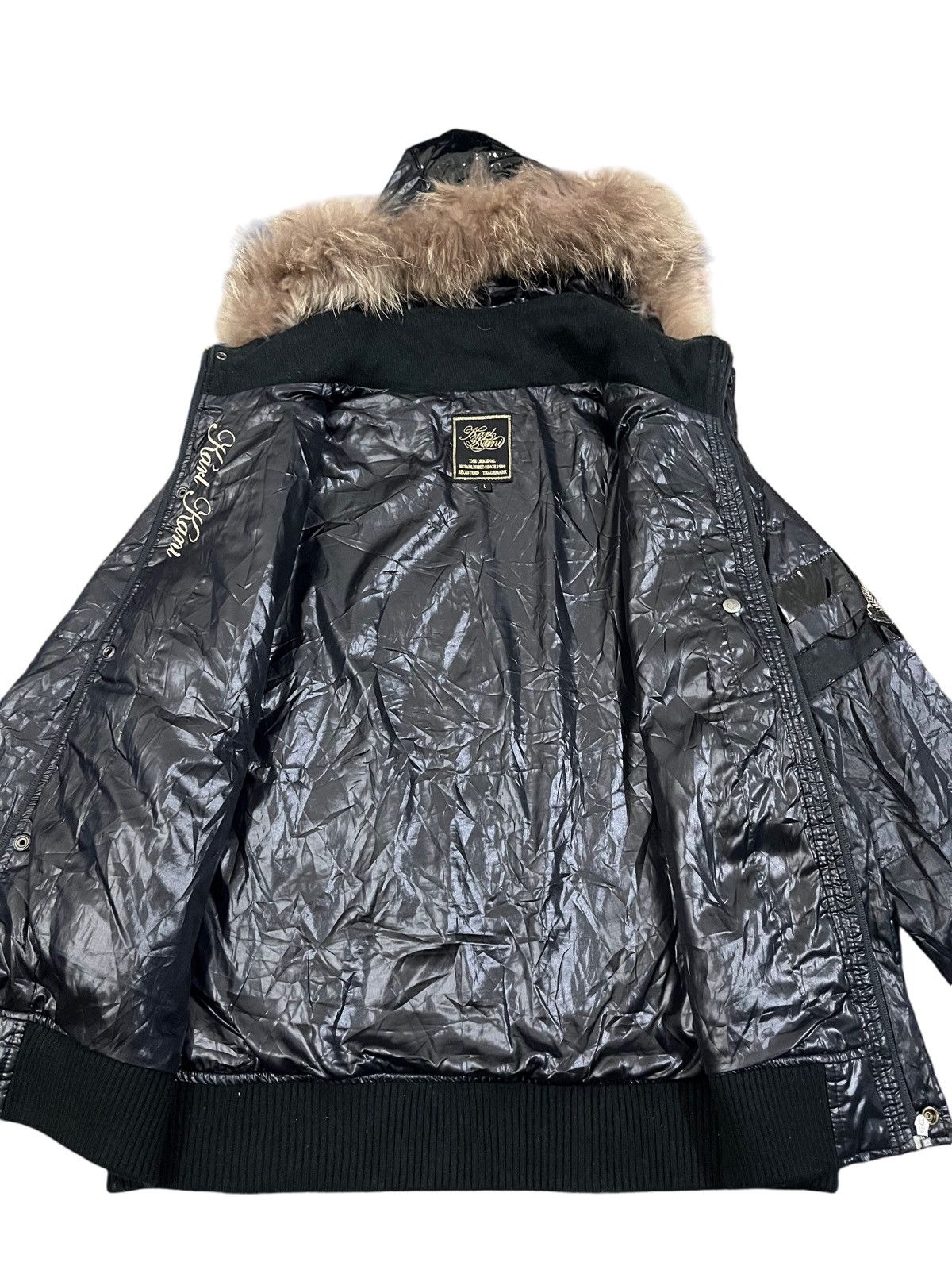 Karl Kani × Vintage Vintage Karl Kani Black Faux Fur Hooded BomberJacket Size US L / EU 52-54 / 3 - 7 Thumbnail