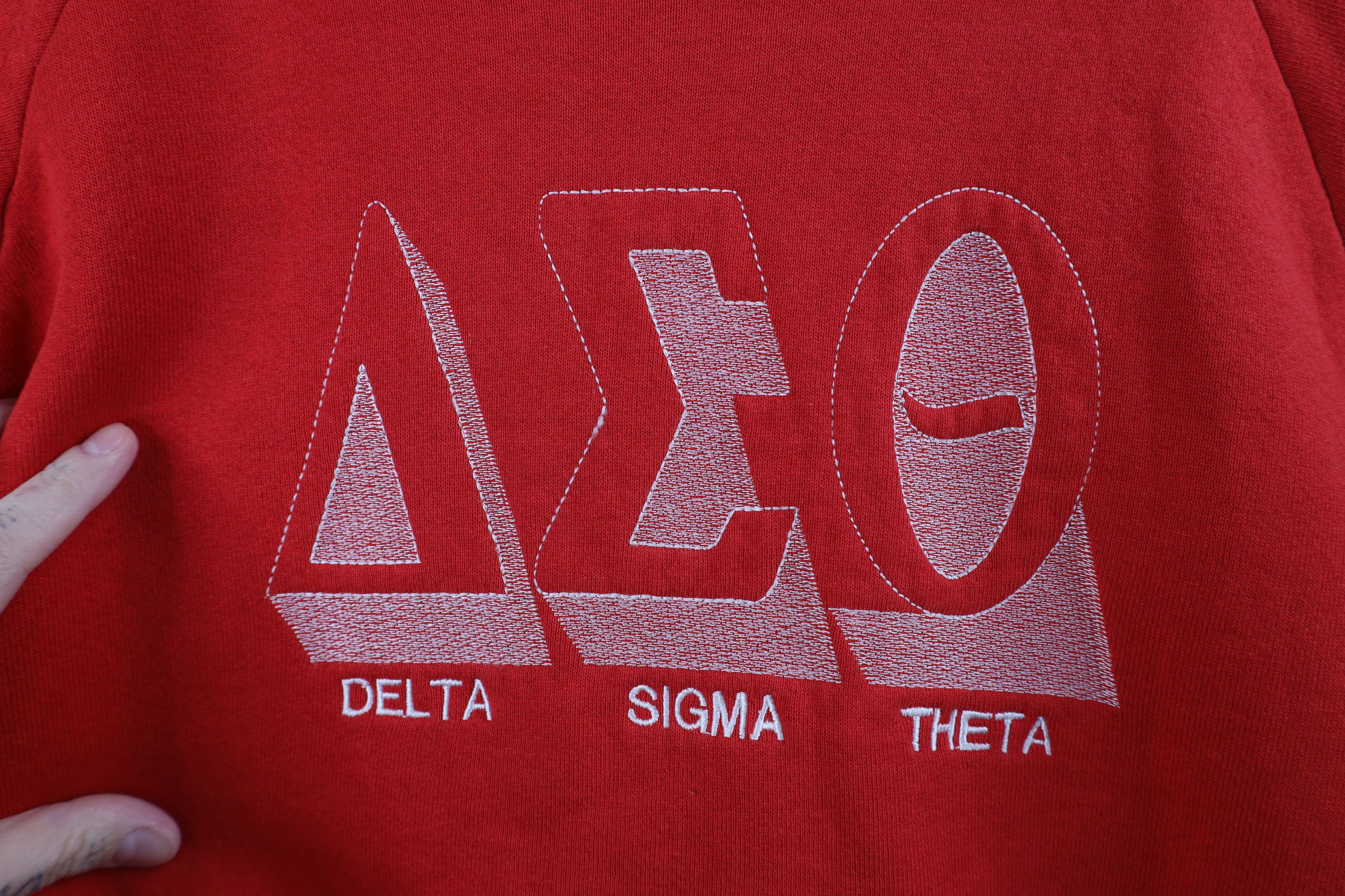Vintage Vintage 90s Delta Sigma Theta Sorority Sweatshirt Red USA Size XL / US 12-14 / IT 48-50 - 4 Thumbnail