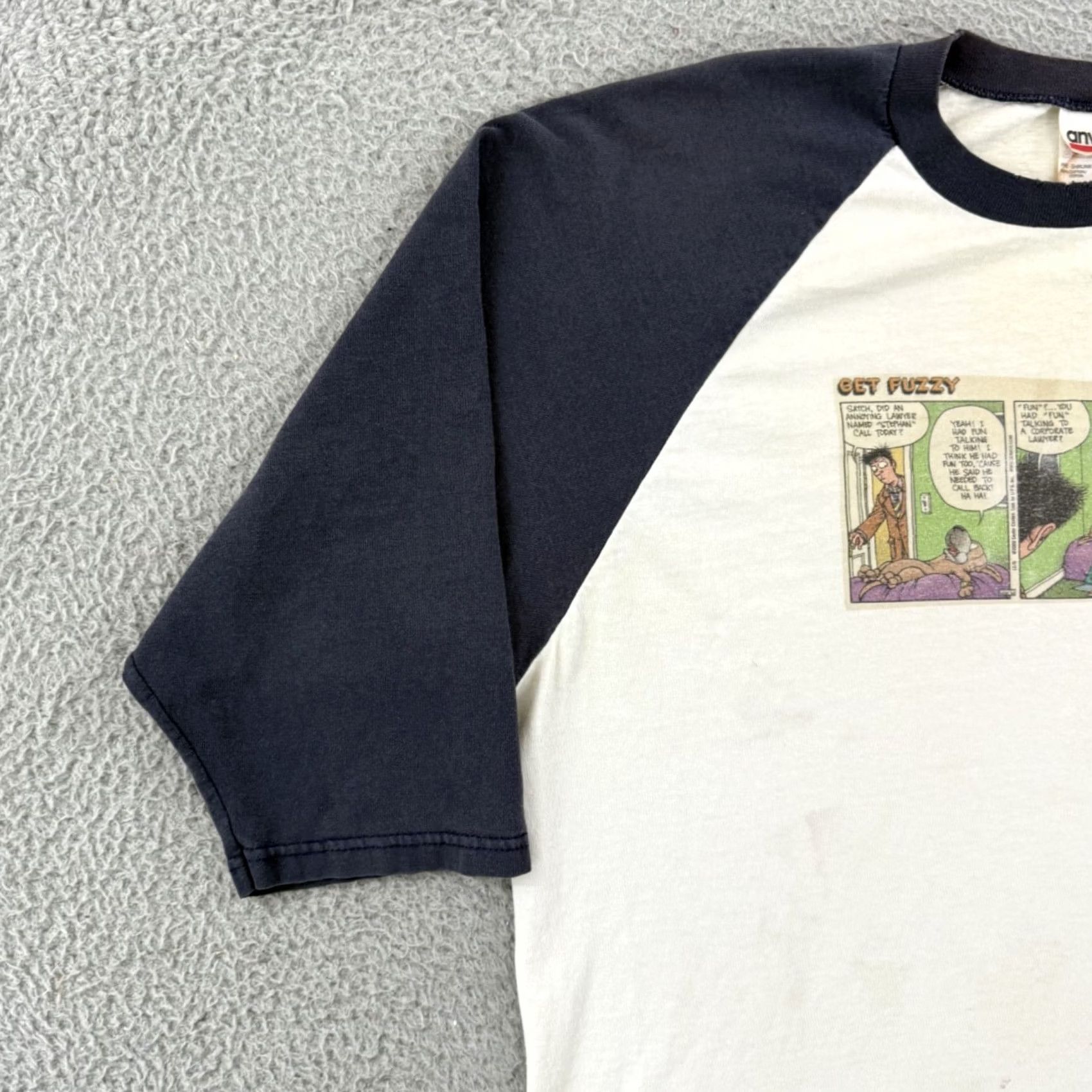 Anvil VINTAGE Get Fuzzy Shirt Mens XL White Raglan 90s Darby Conley Graphic USA Angel 90s Shirt Mens XL White Raglan Anvil Cotton Graphic Print Vintage Size US XL / EU 56 / 4 - 4 Thumbnail