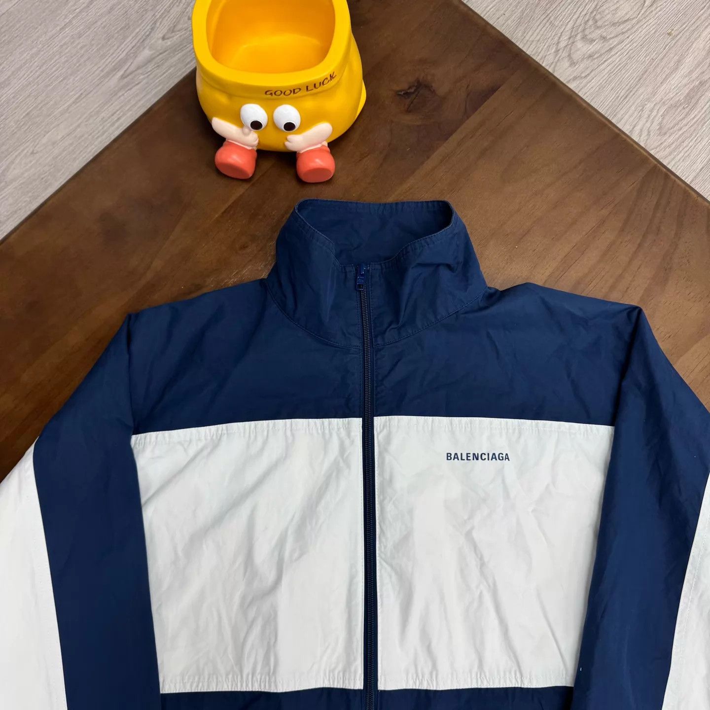 Balenciaga Balenciaga Blue White Embroidered Logo Colorblock Jacket 44 Size US S / EU 44-46 / 1 - 6 Thumbnail