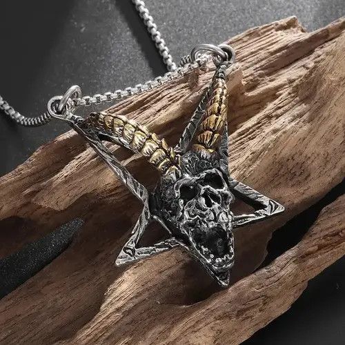 Jewelry Gothic Skull Horns Necklace Size ONE SIZE - 3 Thumbnail