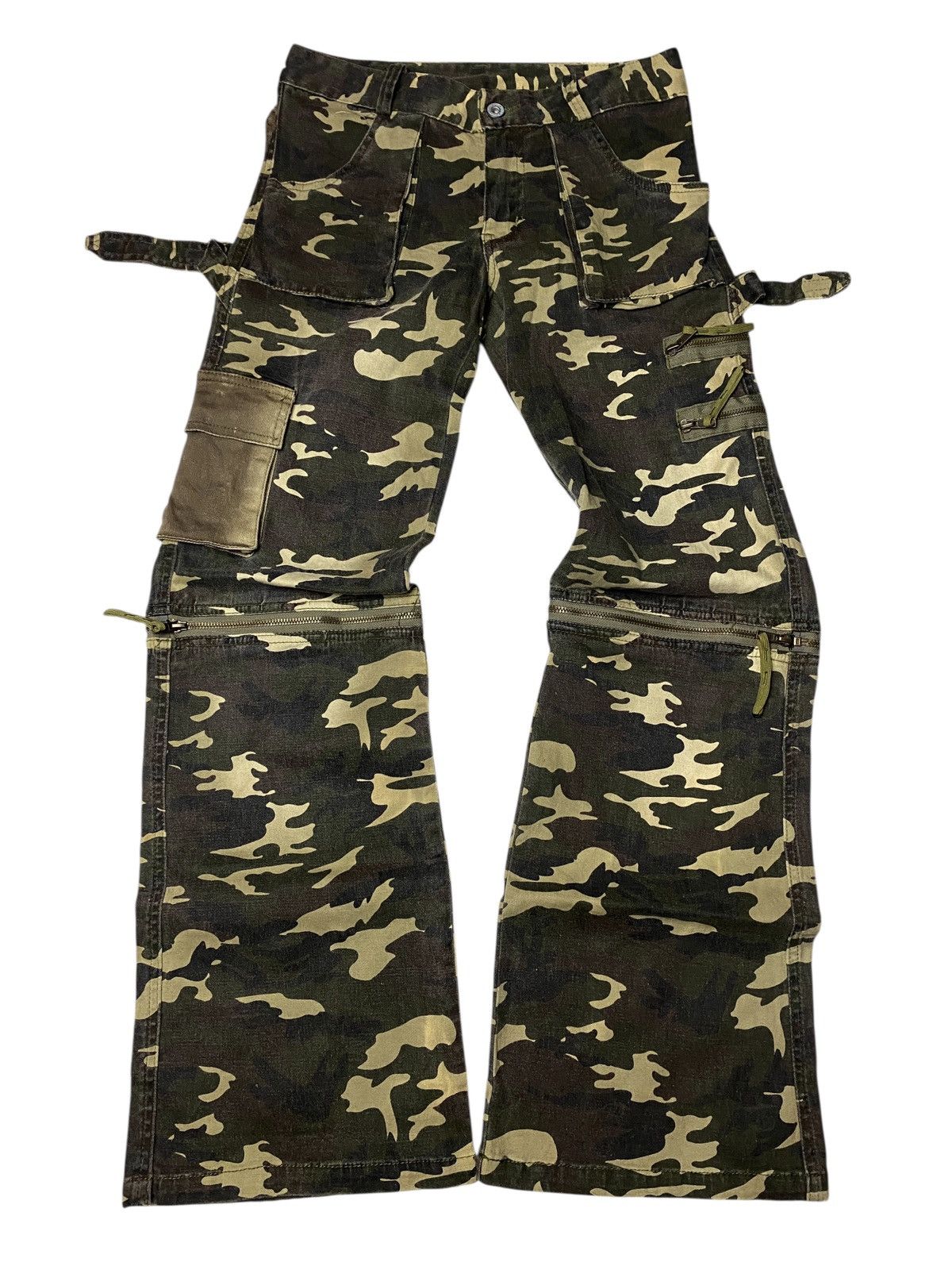 If Six Was Nine 2000's Happy Valley Military Multipocket Flared Pants Size US 26 / EU 42 - 1 Thumbnail