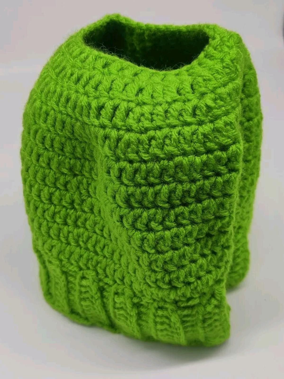 Handmade Handmade Crochet Messy Bun Beanie Hat Adult Green Knit Cap W Size ONE SIZE - 2 Thumbnail