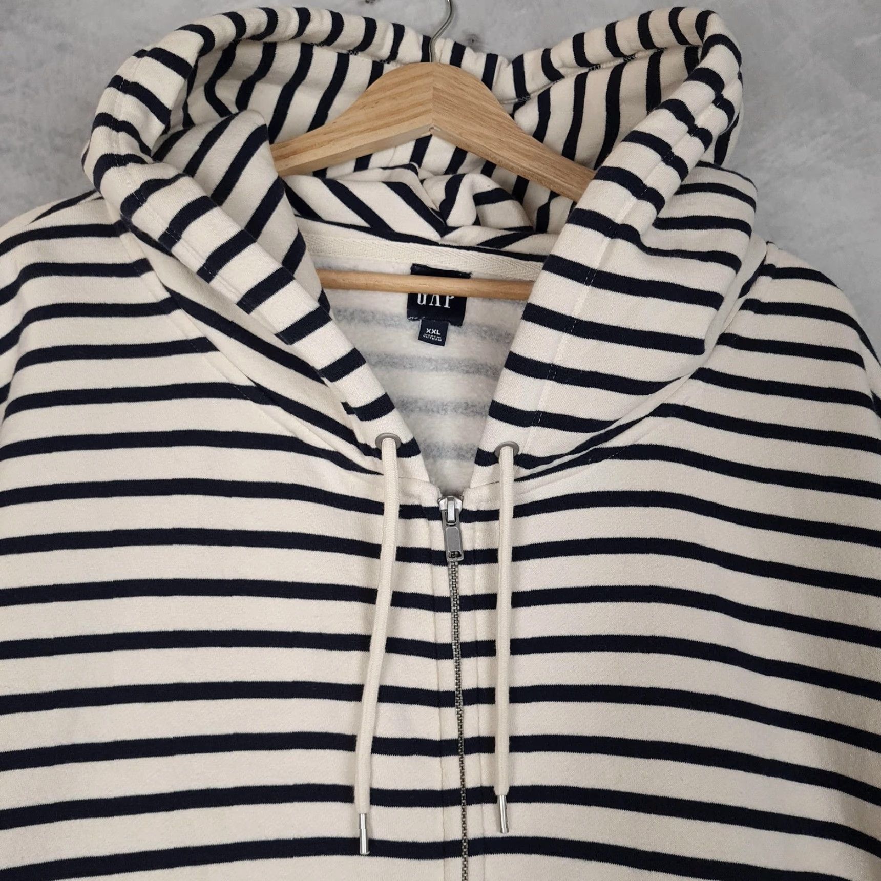 Gap Gap Hoodie Womens XXL White Navy Stripe Full Zip Fleece Heavyweight Cropped Soft Size XXL / US 16-18 / IT 52-54 - 2 Thumbnail