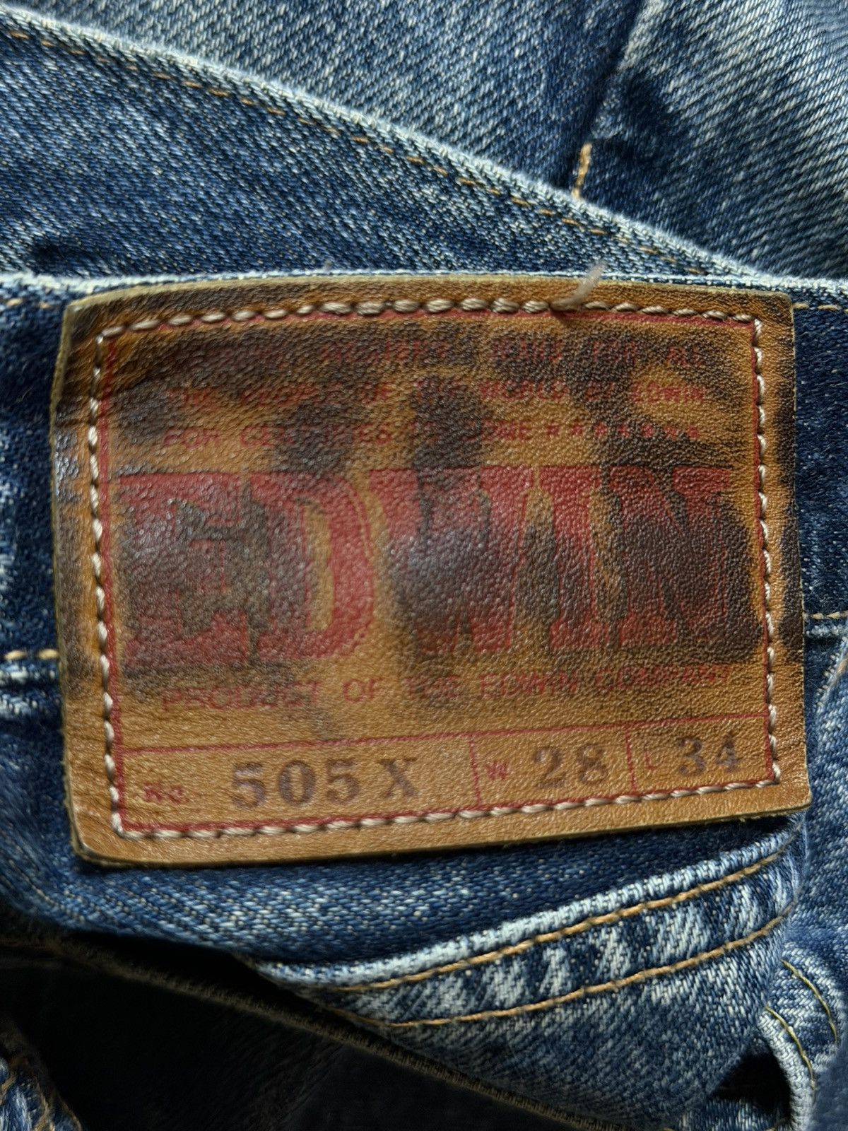 Edwin Vintage 90s Edwin 505 Selvedge Faded Distress Wide Leg Baggy Size US 28 / EU 44 - 8 Thumbnail