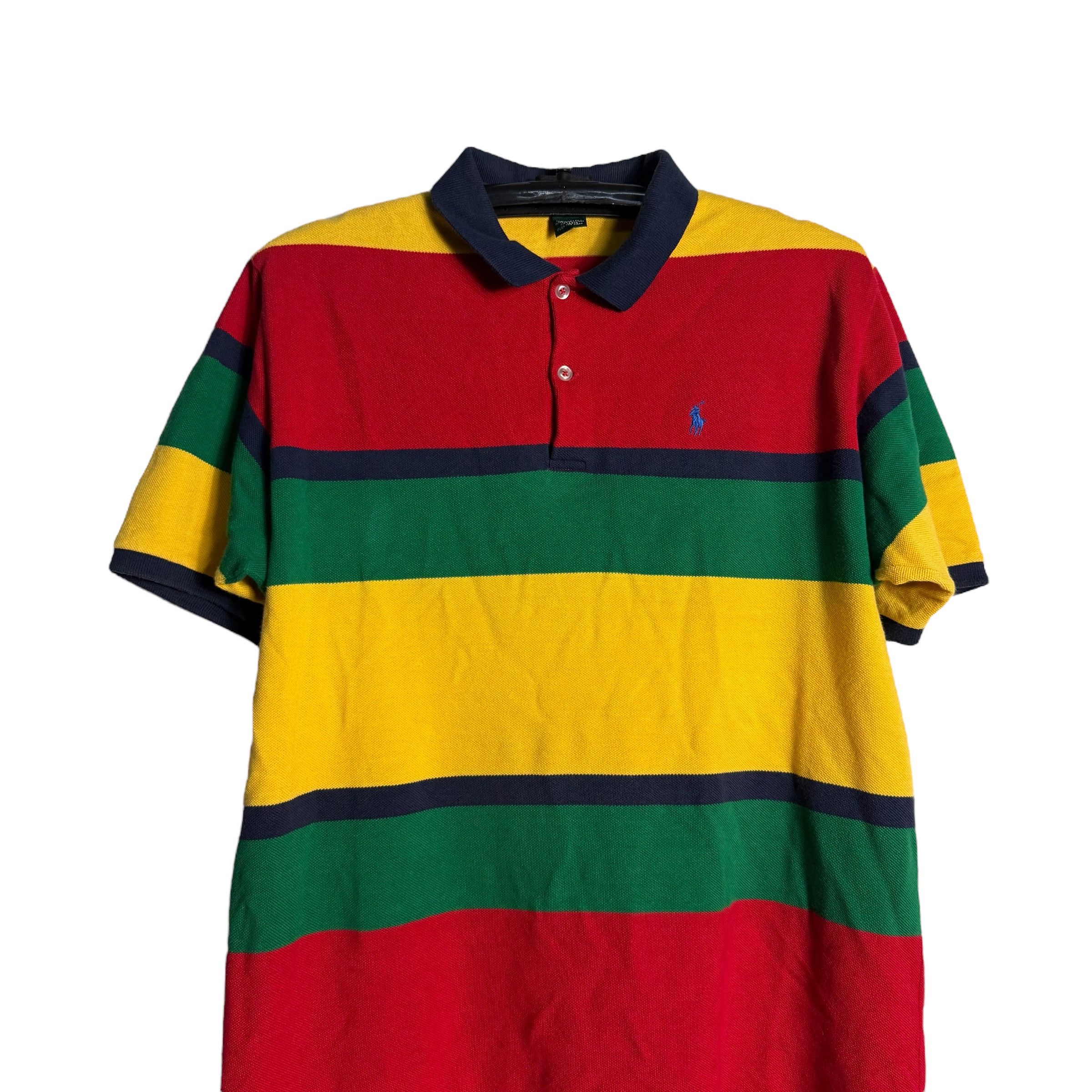 Polo Ralph Lauren 🔥RARE🔥Vintage Polo Ralph Lauren Stripes Rasta Polo Shirt Size US XL / EU 56 / 4 - 2 Thumbnail