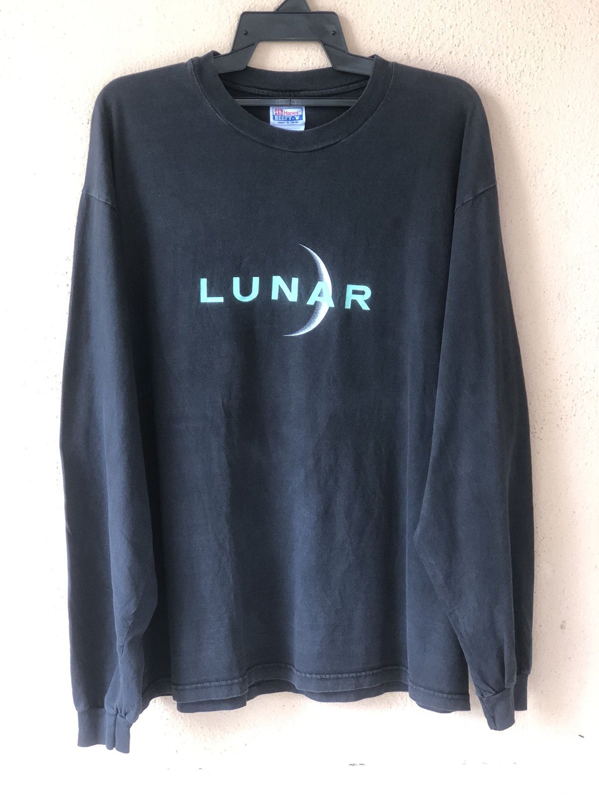 image of Arts Science Vintage 90's Lunar Space Art Longsleeve Shirt in Black, Men's (Size XL)