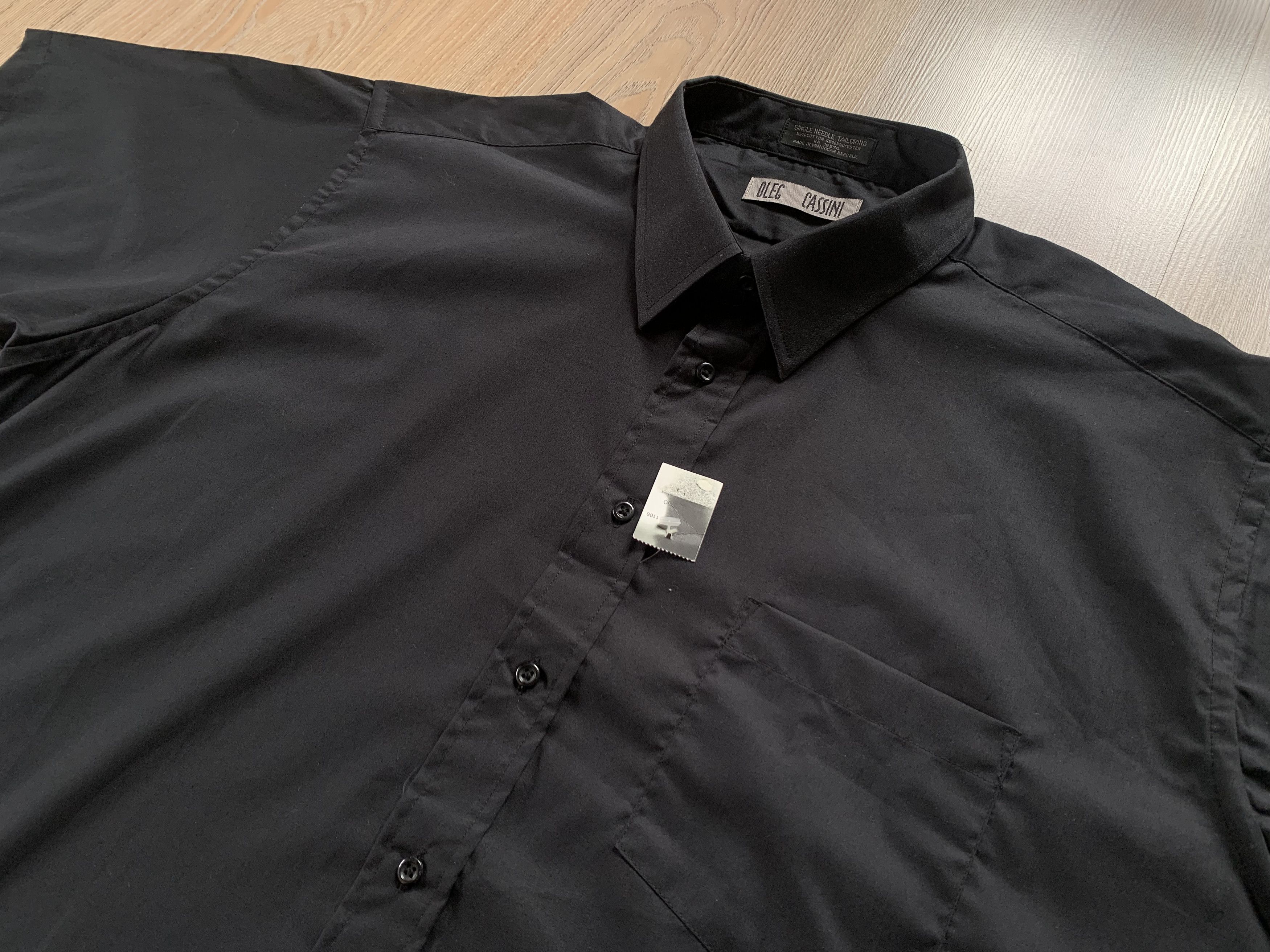 Designer × Oleg Cassini Oleg Cassini Short Sleeve Classic Cotton Black Shirt Size US XXL / EU 58 / 5 - 4 Thumbnail