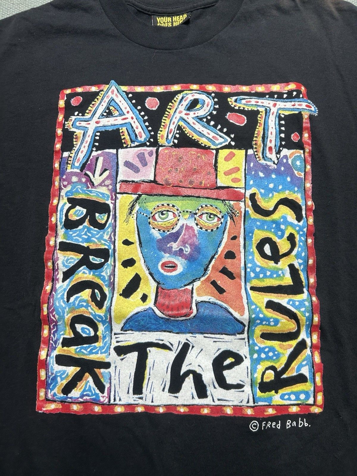 Vintage Vtg 90s t shirt Fred Babb abstract art break the rules XL Size US XL / EU 56 / 4 - 2 Thumbnail