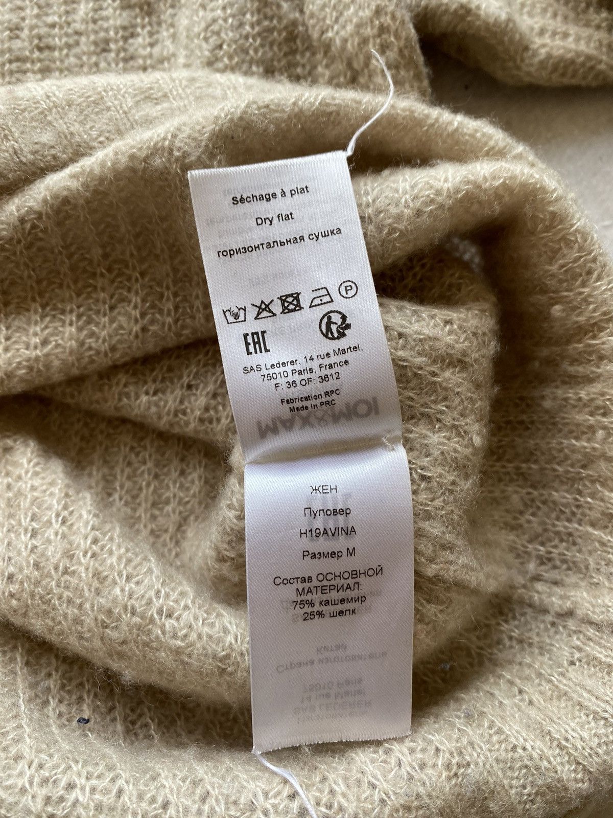 Designer Max & Moi Women's V-Neck Long Sleeves Cashemere Pullover Size M / US 6-8 / IT 42-44 - 6 Thumbnail