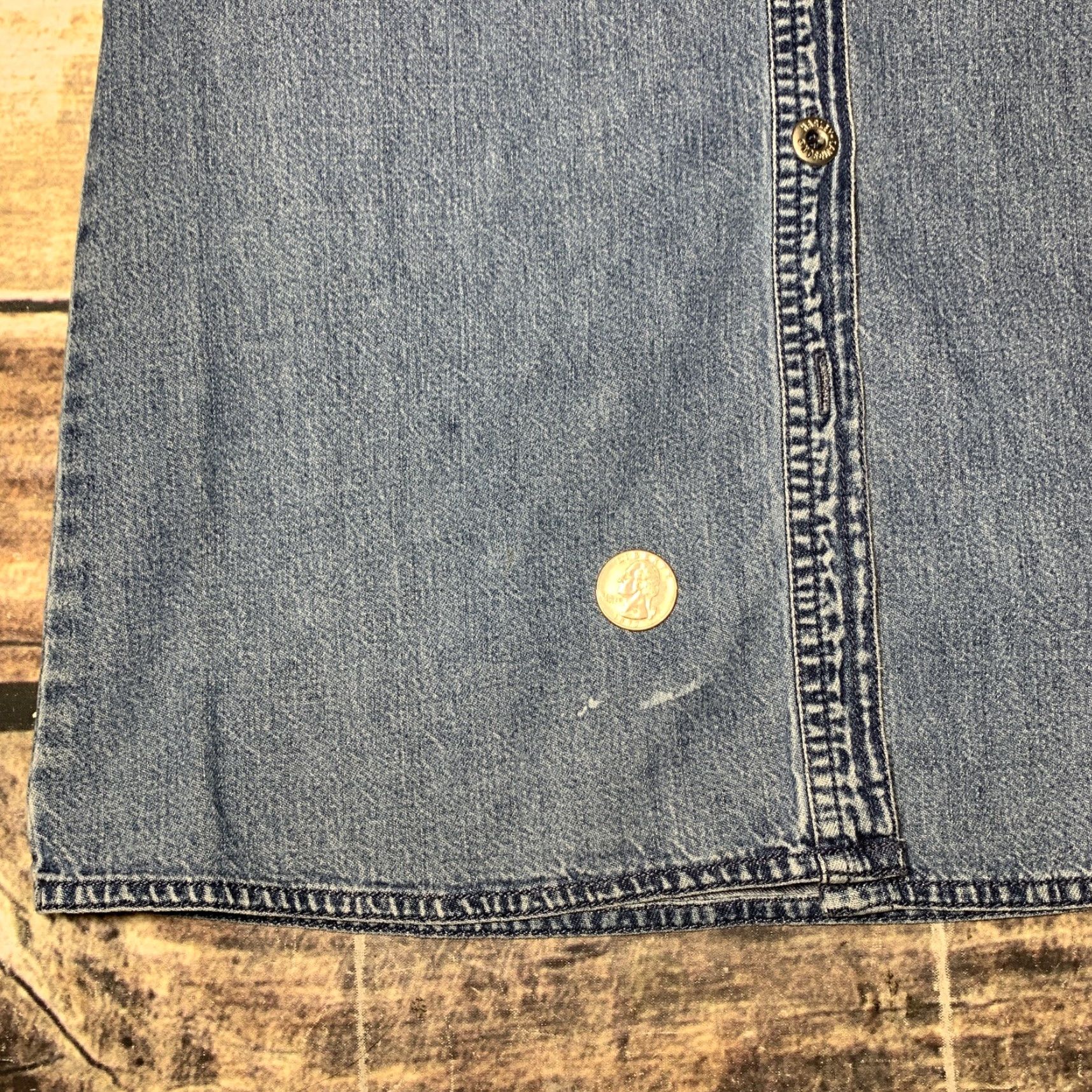 Harley Davidson Harley-Davidson Women's Small Denim Button-Down Shirt Short Sleeve Logo Cotton Size S / US 4 / IT 40 - 2 Thumbnail