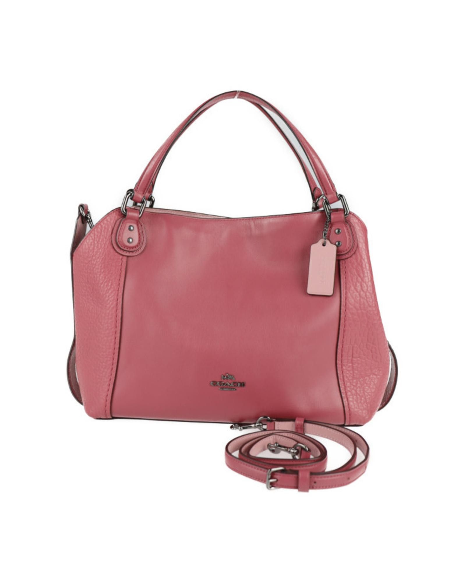 image of Coach Edie Leather Shoulder Bag in Pink, Women's