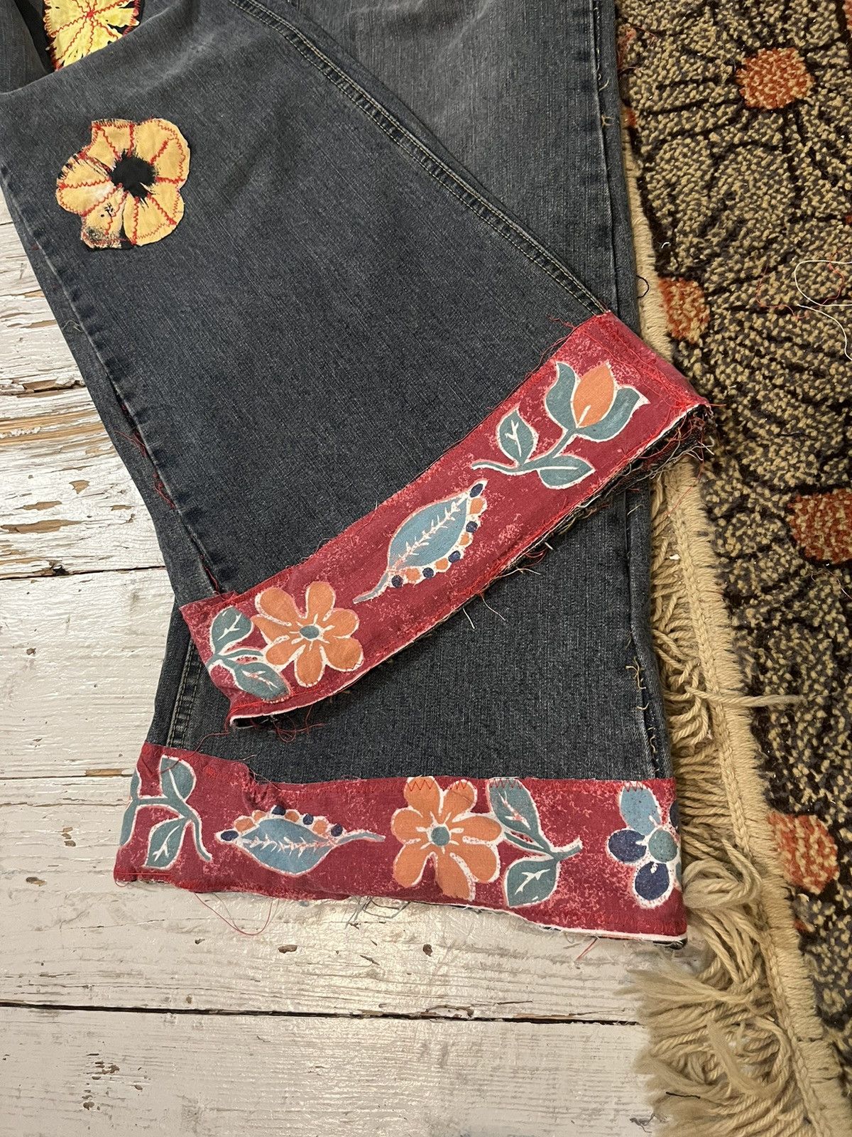 Kapital 90s Vintage Flared Sashiko Boro Patchwork Repaired Denim Size 32" / US 10 / IT 46 - 5 Thumbnail