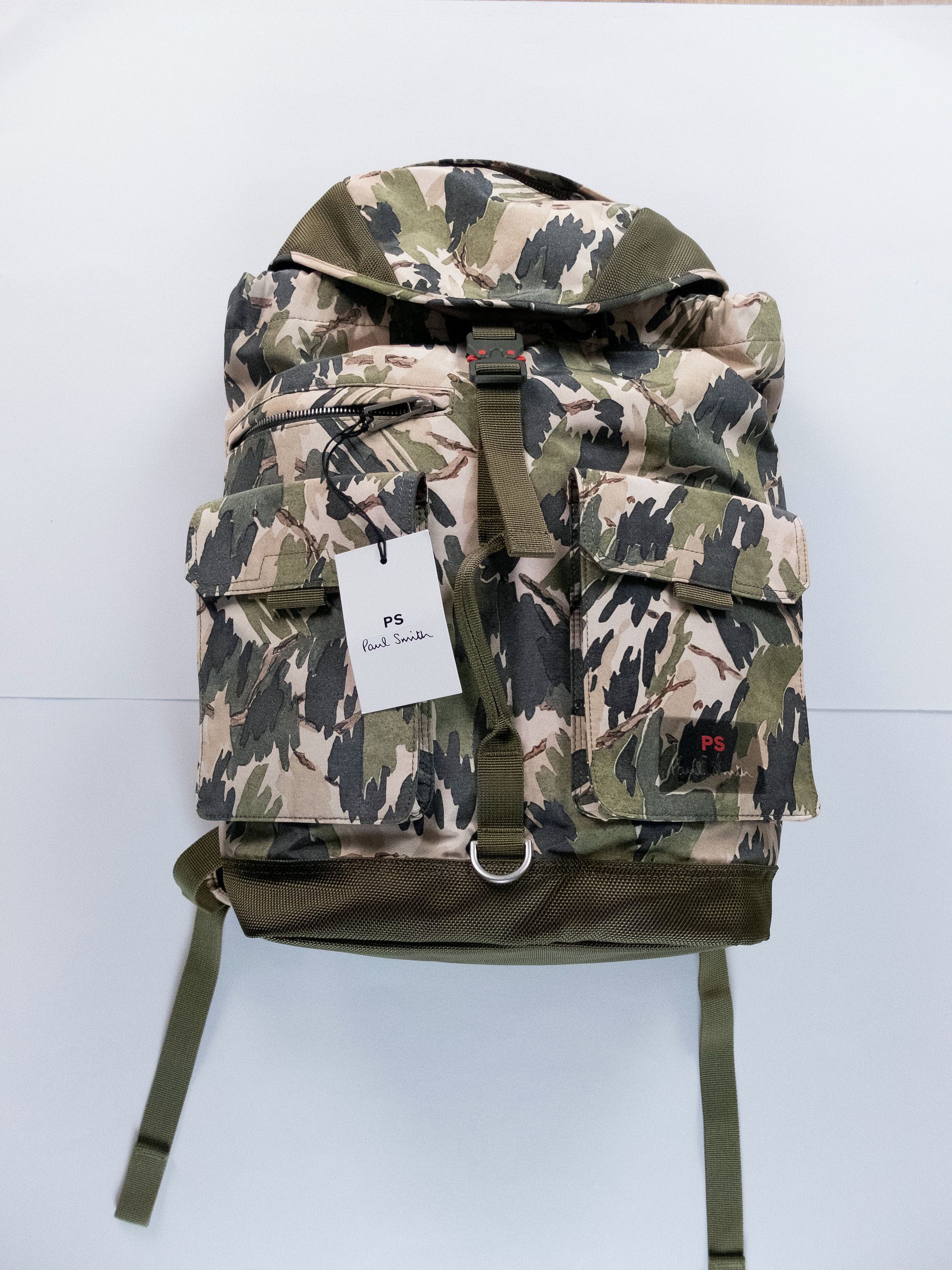 Paul Smith PS PAUL SMITH khaki green abstract print canvas backpack Size ONE SIZE - 3 Thumbnail