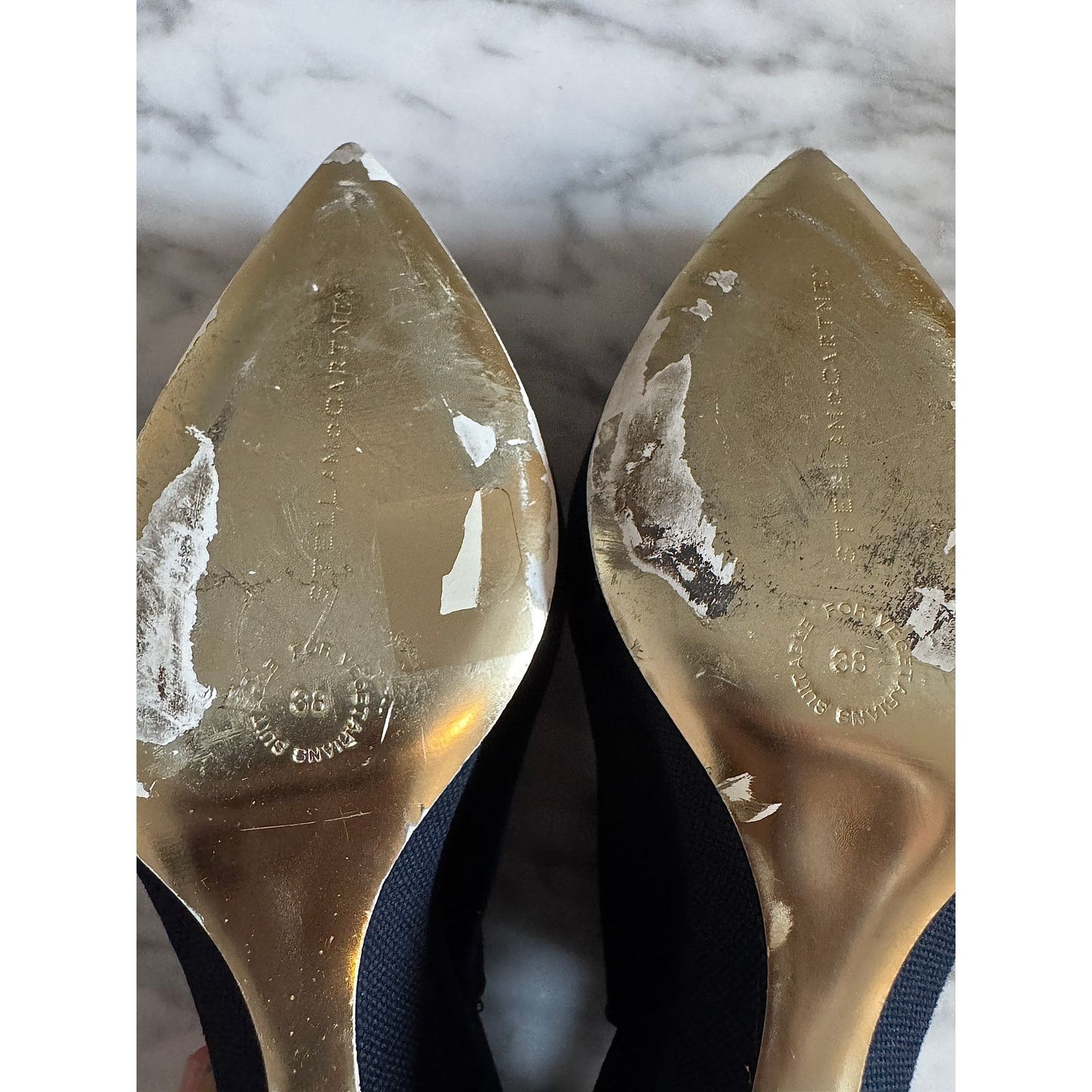 Stella McCartney Stella Mccartney Slingback Wedge Shoes in Navy Blue Canvas Size US 7 / IT 37 - 5 Thumbnail