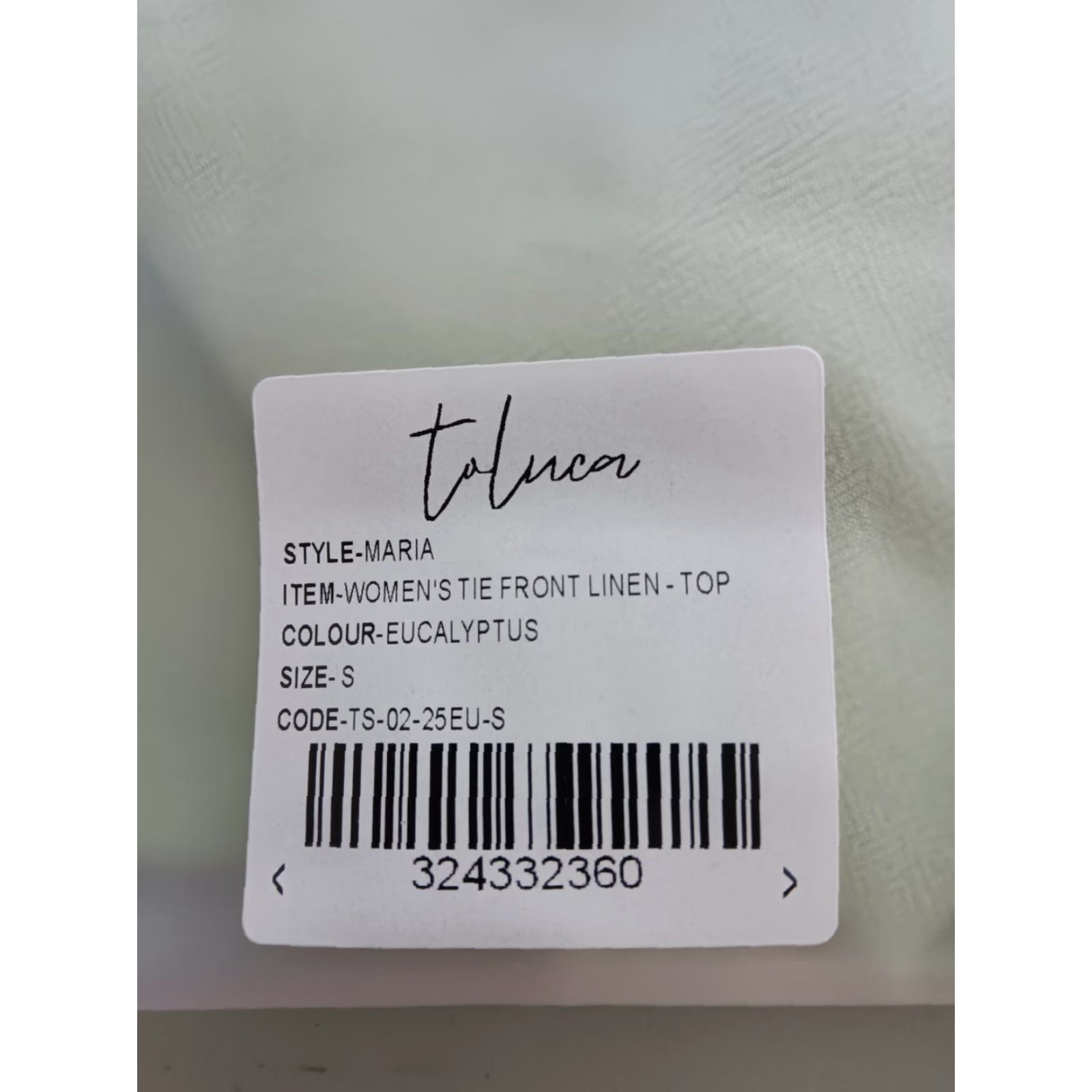 Swims Toluca Swim Women's T-Shirt Cropped Linen Tie Front Eucalyptus S Short Sleeve V-Neck Accessible Fit Slim Color Eucalyptus Size S / US 4 / IT 40 - 6 Thumbnail