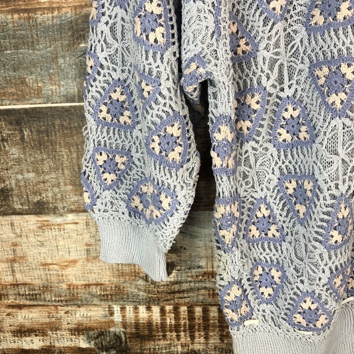 Homespun Knitwear × Japanese Brand Royal Ciny crochet meshnet vintage Blue Knitwear #A1374 Size M / US 6-8 / IT 42-44 - 7 Thumbnail